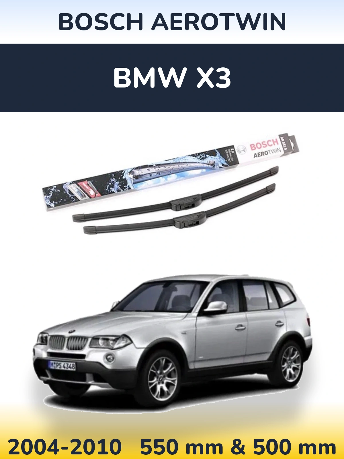 Komplet przednich wycieraczek BOSCH AeroTwin 550 & 500 mm do BMW X3 2004-2010