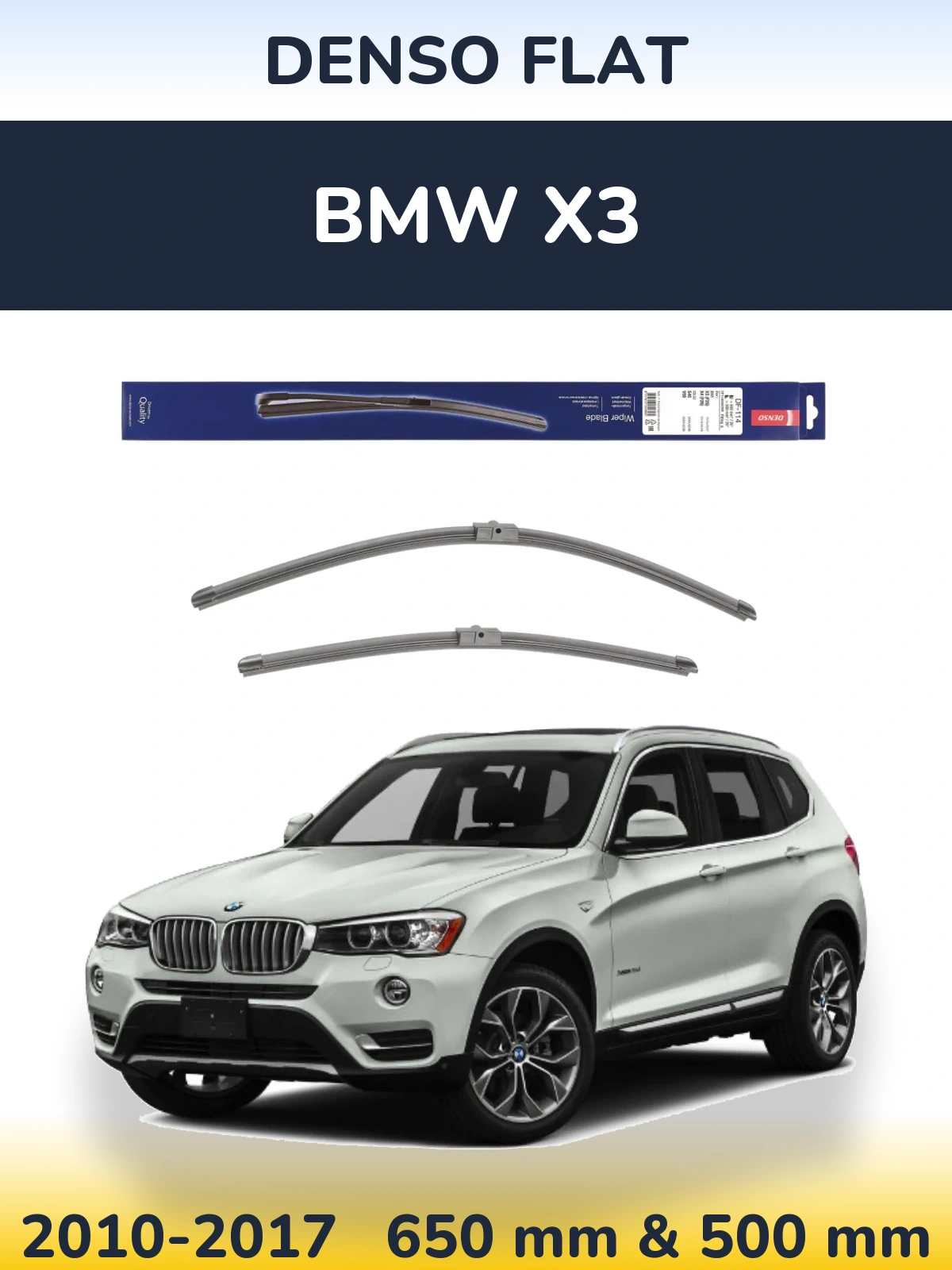 Front wiper blade set Denso Flat 650 & 500 мм for BMW X3 2010-2017
