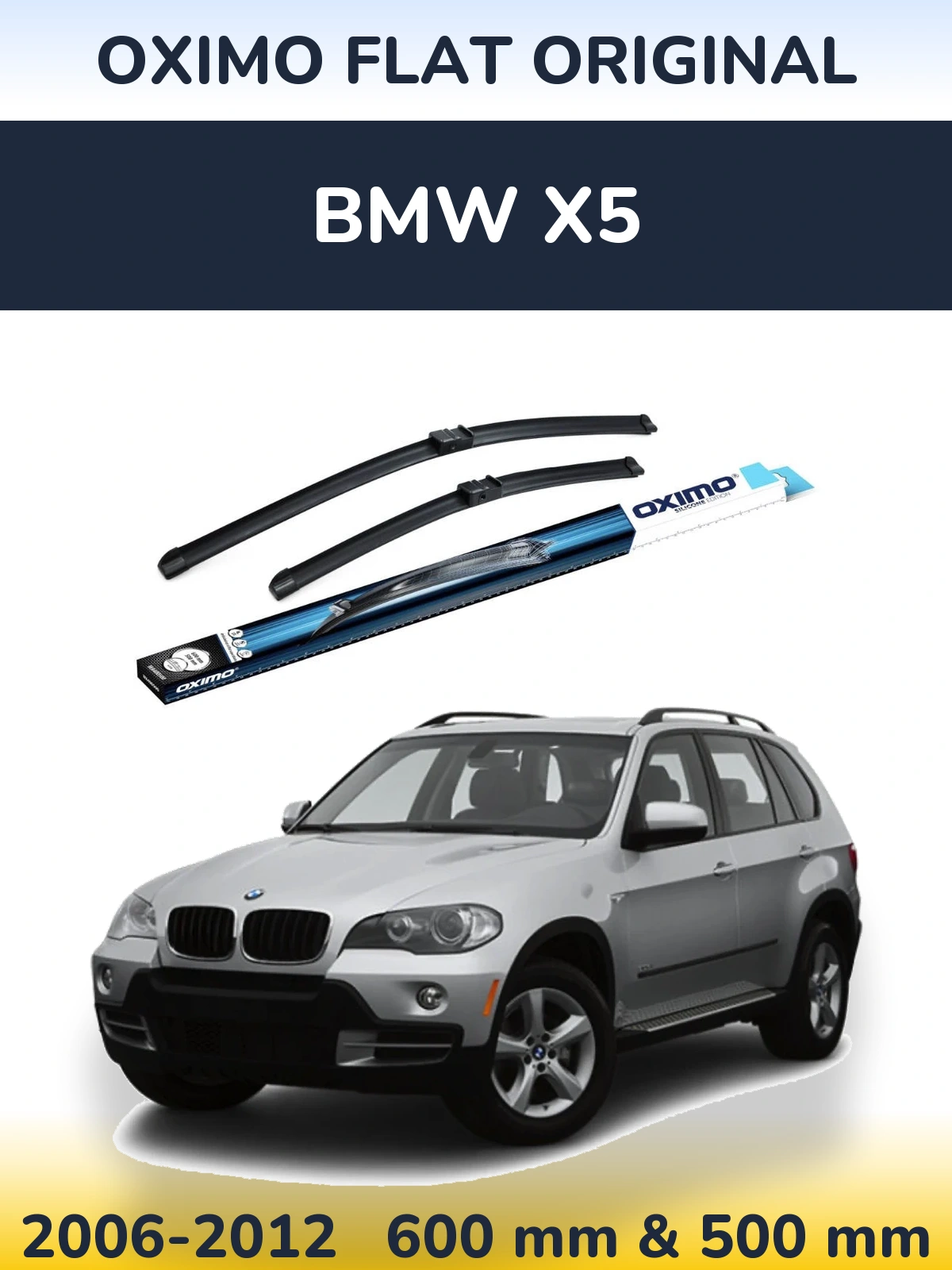 Front wiper blade set Oximo Flat Original 600 & 500 мм for BMW X5 2006-2012