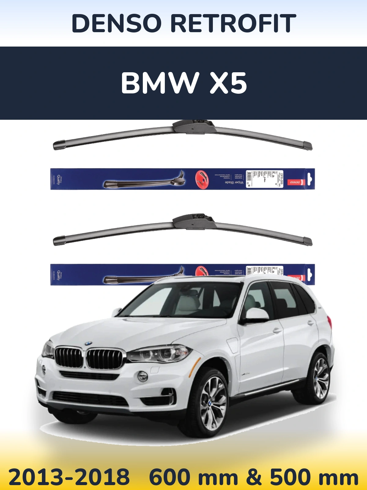 Front wiper blade set Denso Retrofit 600 & 500 мм for BMW X5 2013-2018