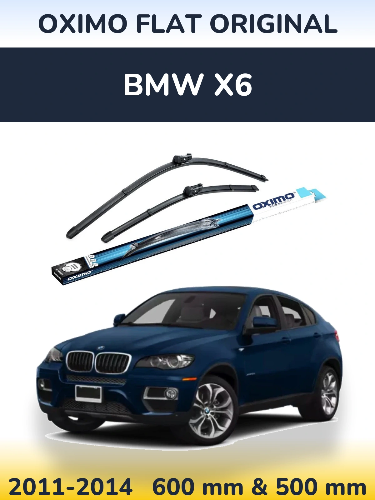 Комплект передних дворников Oximo Flat Original 600 & 500 мм для BMW X6 2011-2014