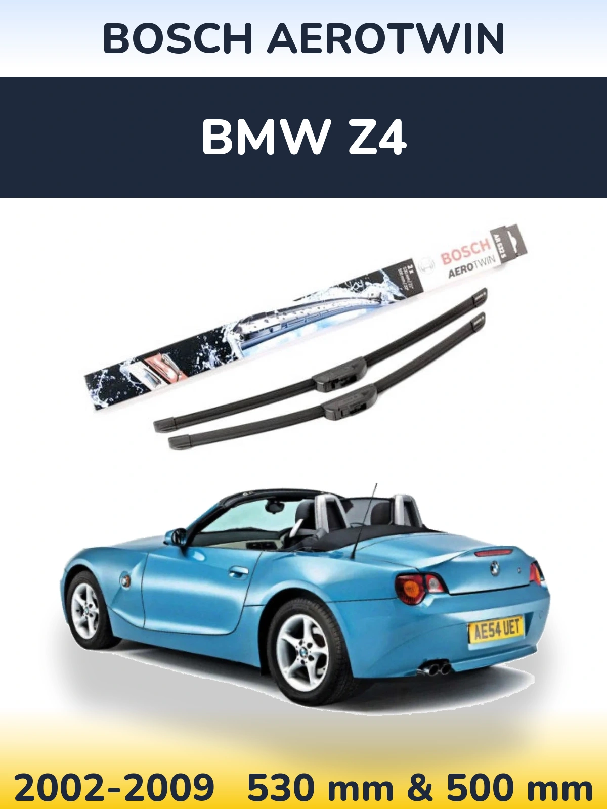 Комплект передніх щіток BOSCH AeroTwin 530 & 500 мм для BMW Z4 2002-2009