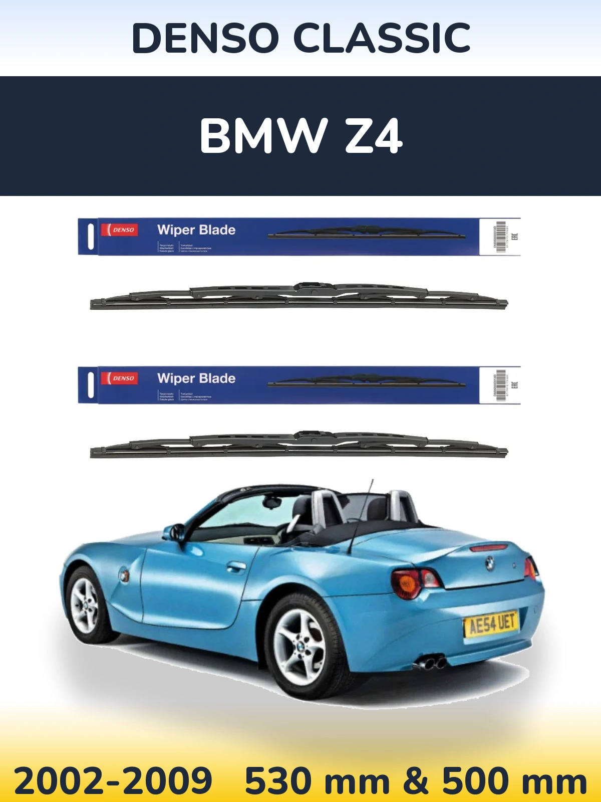 Комплект передніх щіток Denso Classic 530 & 500 мм для BMW Z4 2002-2009