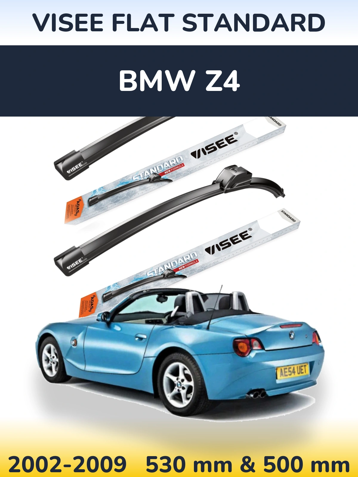 Комплект передних дворников VISEE FLAT STANDARD 530 & 500 мм для BMW Z4 2002-2009