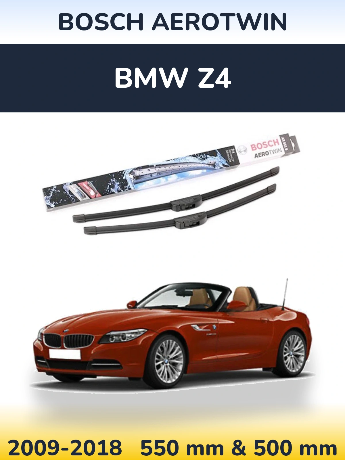 Front wiper blade set BOSCH AeroTwin 550 & 500 мм for BMW Z4 2009-2018
