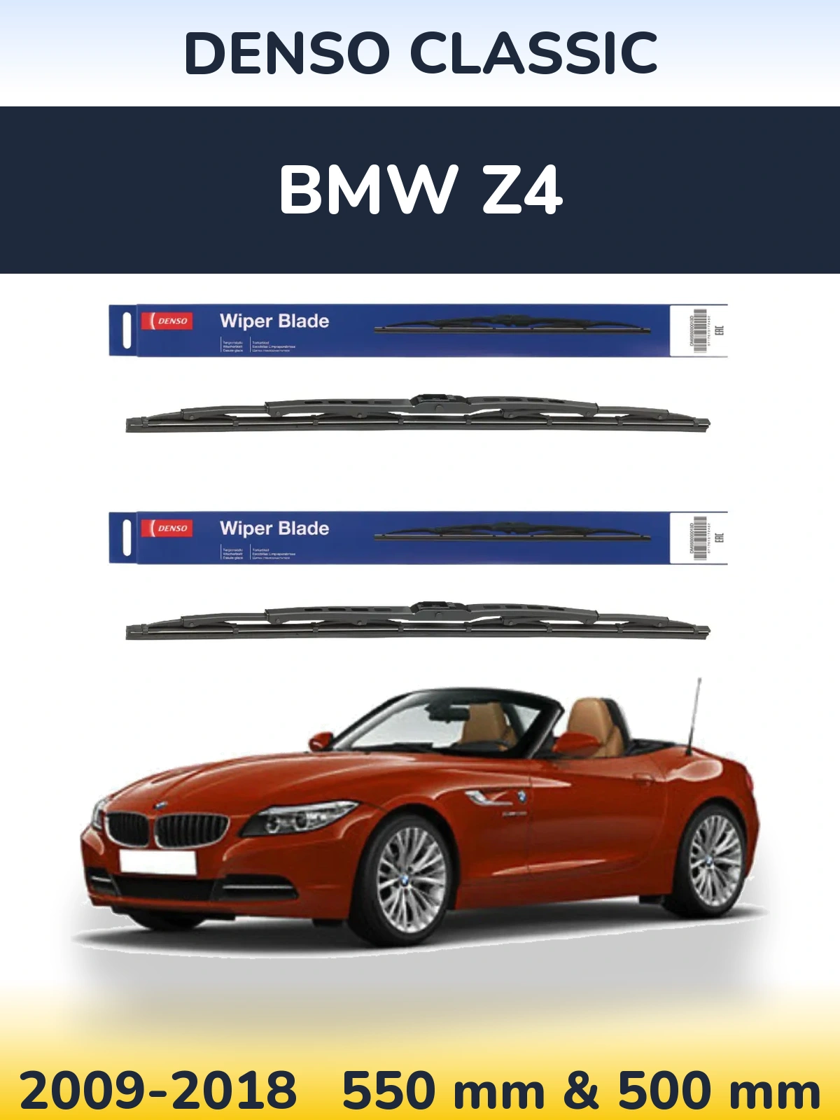 Komplet przednich wycieraczek Denso Classic 550 & 500 mm do BMW Z4 2009-2018