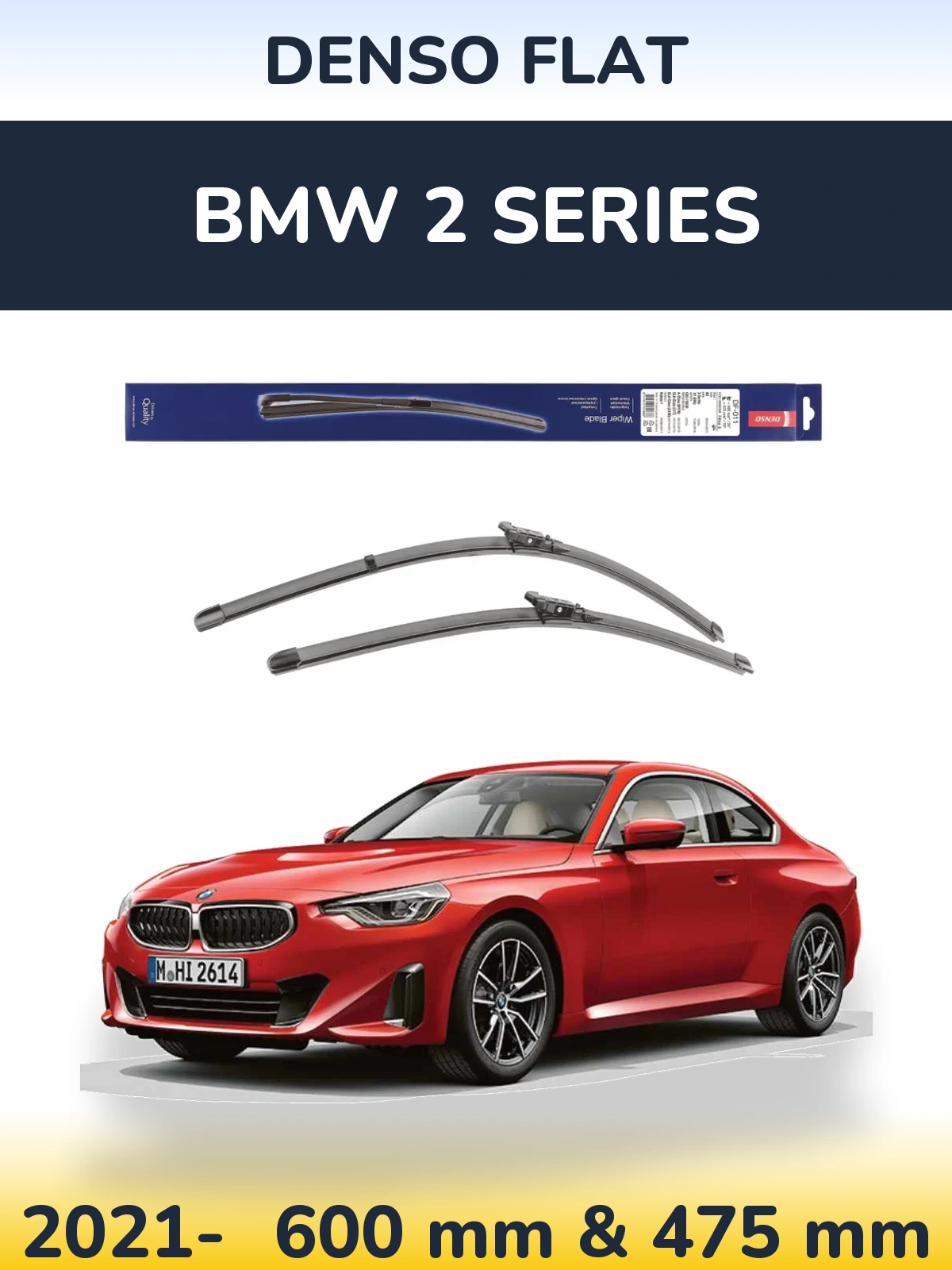 Комплект передних дворников Denso Flat 600 & 475 мм для BMW 2 Series 2021-2026