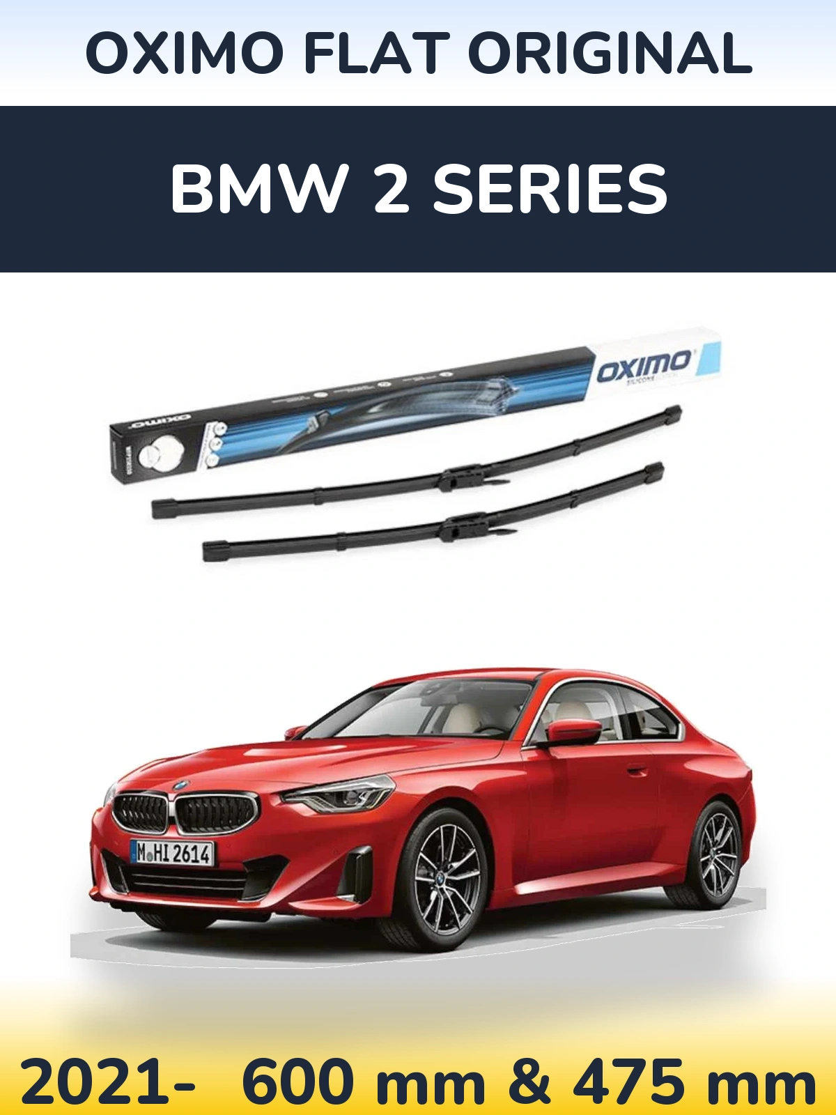 Комплект передних дворников Oximo Flat Original 600 & 475 мм для BMW 2 Series 2021-2026