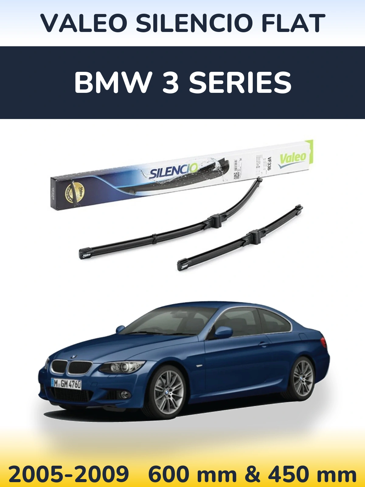 Komplet przednich wycieraczek Valeo Silencio Flat 600 & 400 mm do BMW Seria 3 2005-2009