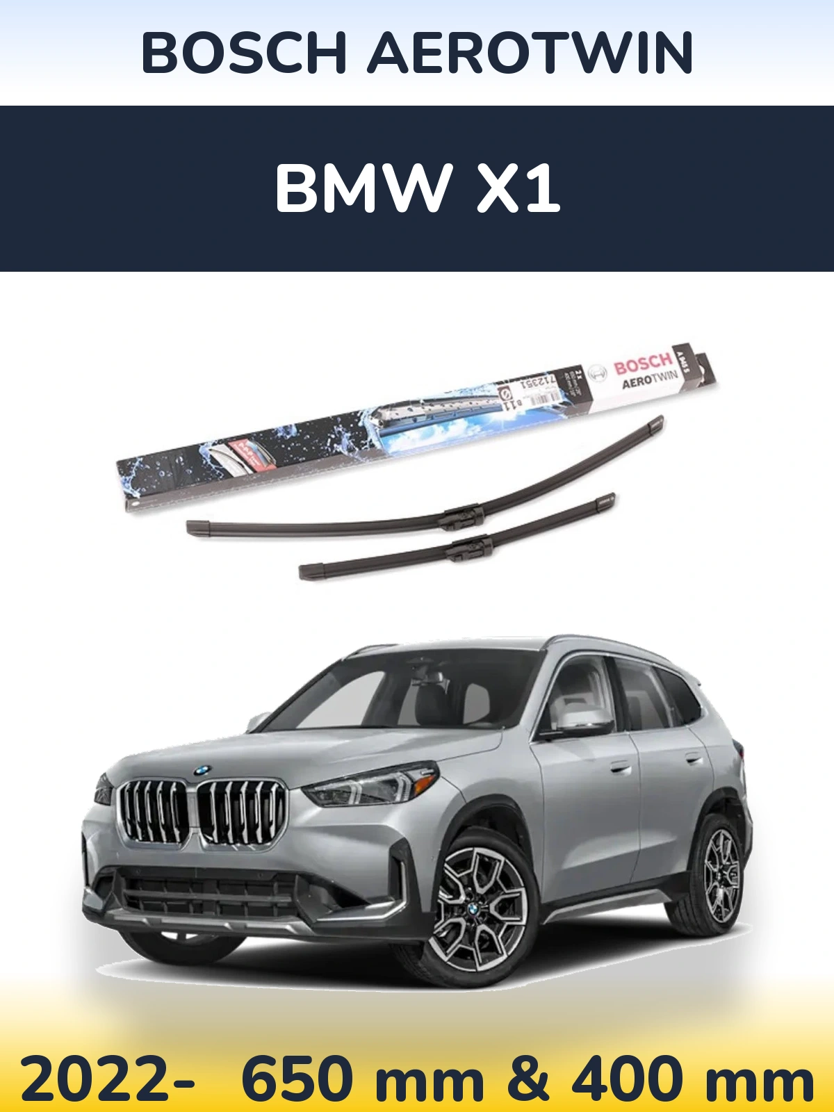 Комплект передних дворников BOSCH AeroTwin 650 & 400 мм для BMW X1 2022-2026