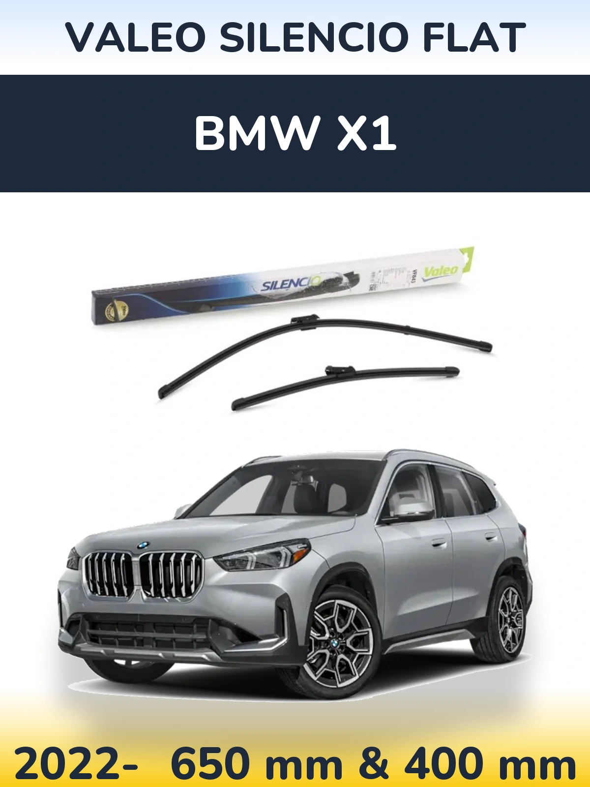 Komplet przednich wycieraczek Valeo Silencio Flat 650 & 400 mm do BMW X1 2022-2026