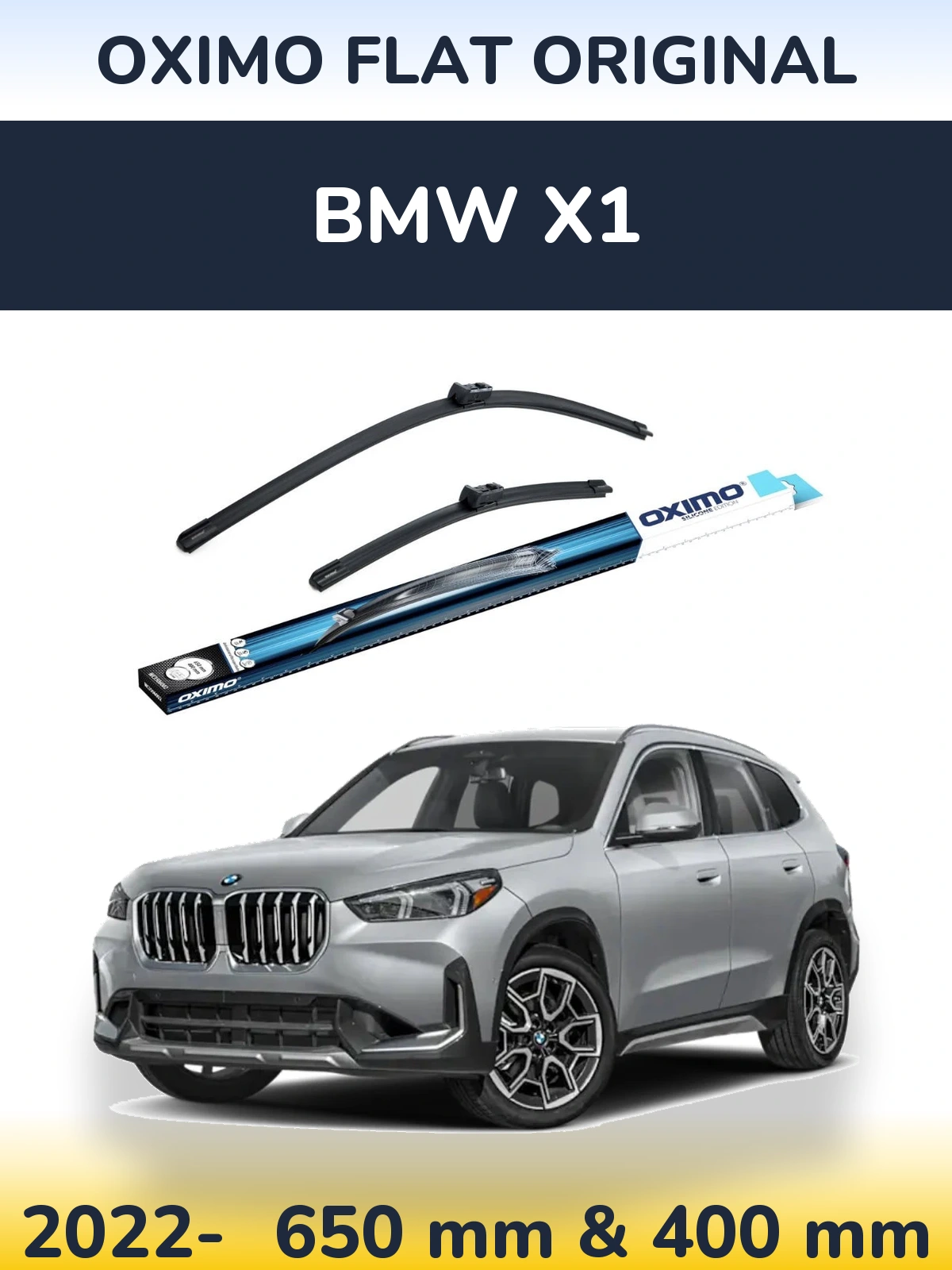 Front wiper blade set Oximo Flat Original 650 & 400 мм for BMW X1 2022-2026