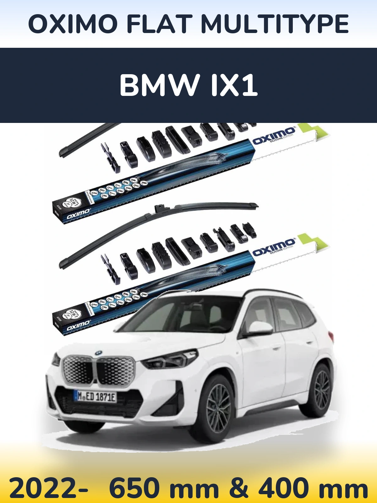 Комплект передніх щіток Oximo Flat MultiТипe 650 & 400 мм для BMW iX1 2022-2026
