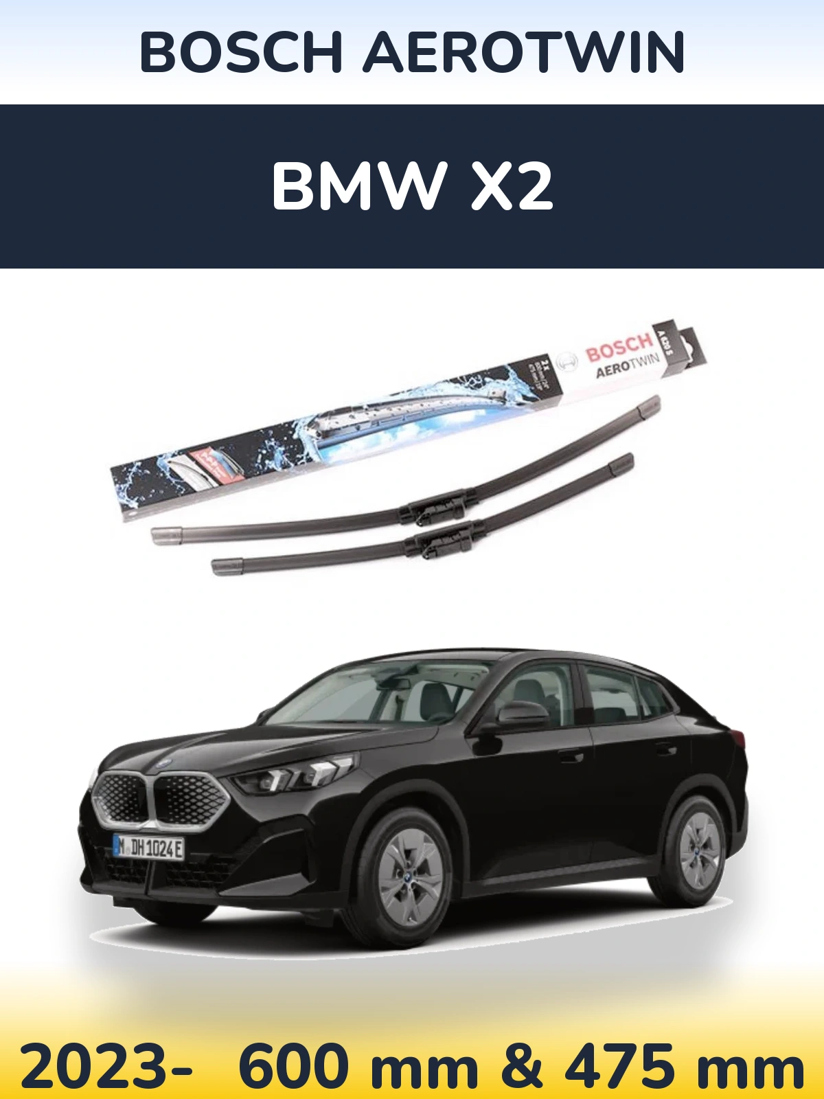Komplet przednich wycieraczek BOSCH AeroTwin 600 & 475 mm do BMW X2 2023-2026