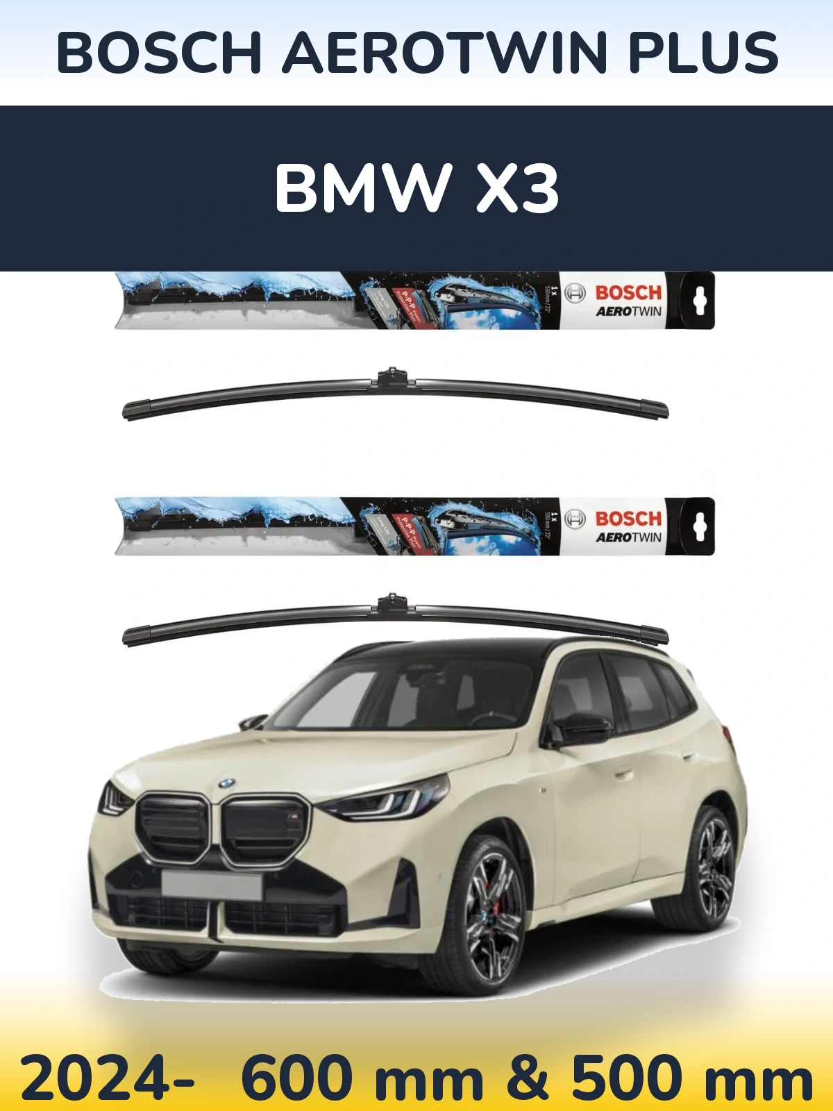 Komplet przednich wycieraczek BOSCH AeroTwin Plus 600 & 500 mm do BMW X3 2024-2026