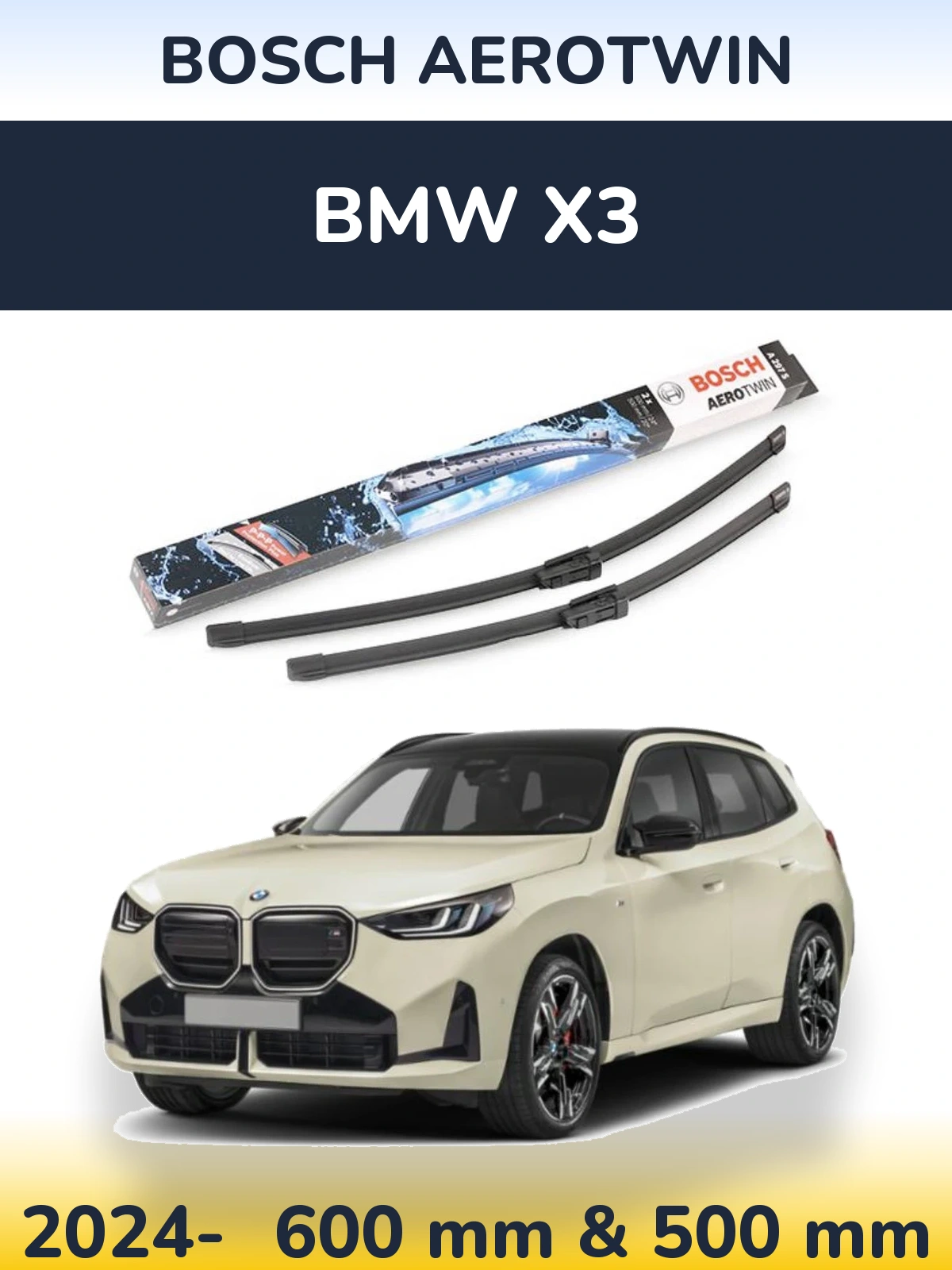 Komplet przednich wycieraczek BOSCH AeroTwin 600 & 500 mm do BMW X3 2024-2026