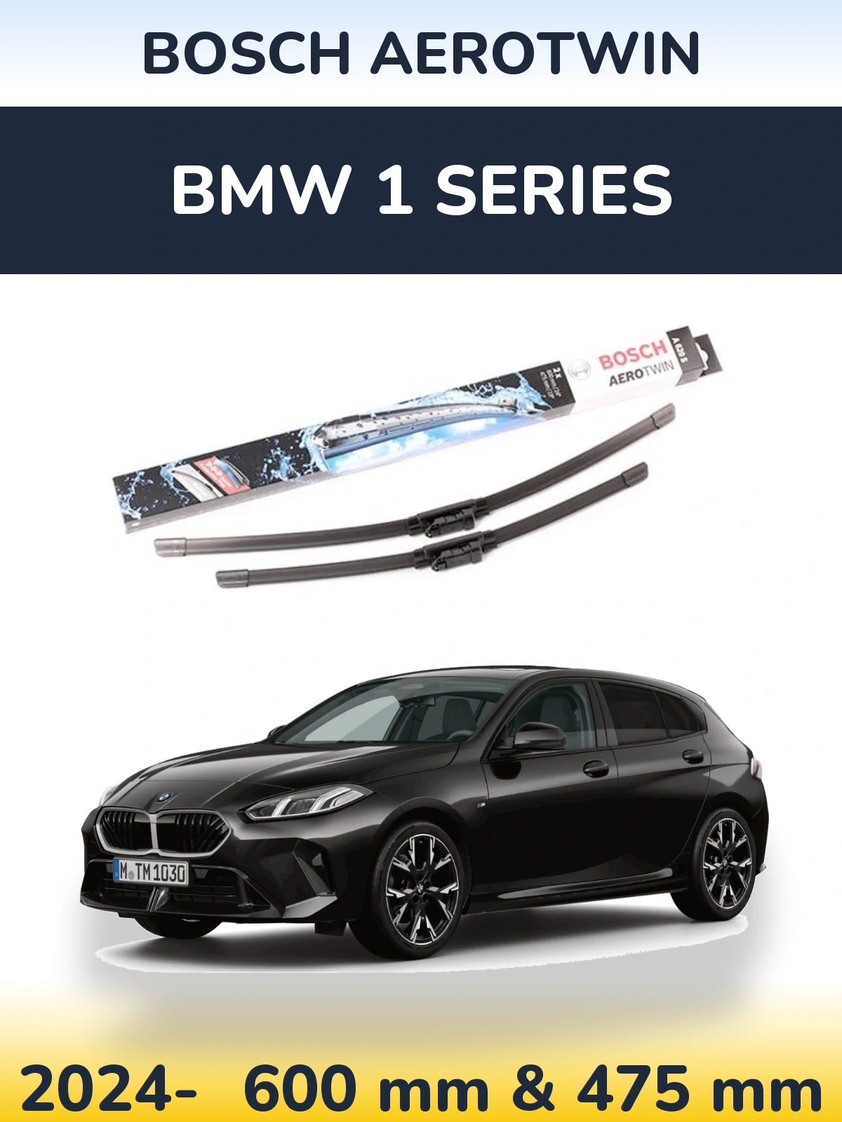 Front wiper blade set BOSCH AeroTwin 600 & 475 мм for BMW 1 Series 2024-2026