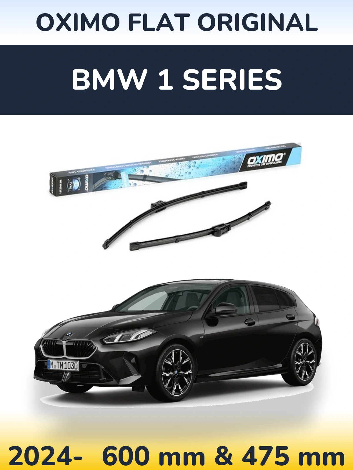 Комплект передних дворников Oximo Flat Original 600 & 475 мм для BMW 1 Series 2024-2026
