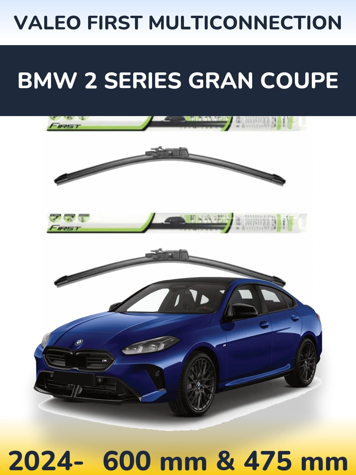 Komplet przednich wycieraczek Valeo First MultiConnection 600 & 475 mm do BMW Seria 2 Gran Coupe 2024-2026