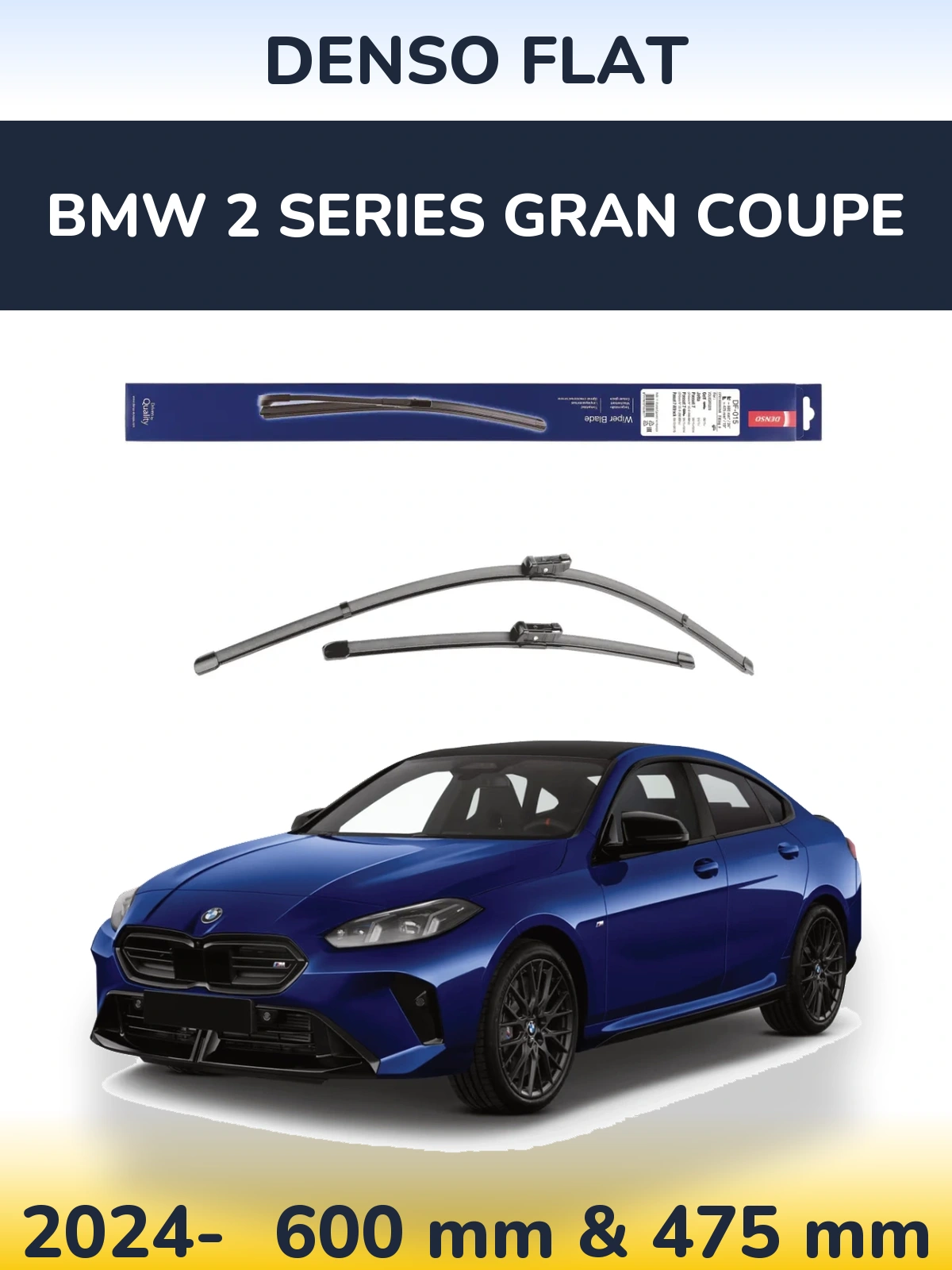 Komplet przednich wycieraczek Denso Flat 600 & 475 mm do BMW Seria 2 Gran Coupe 2024-2026