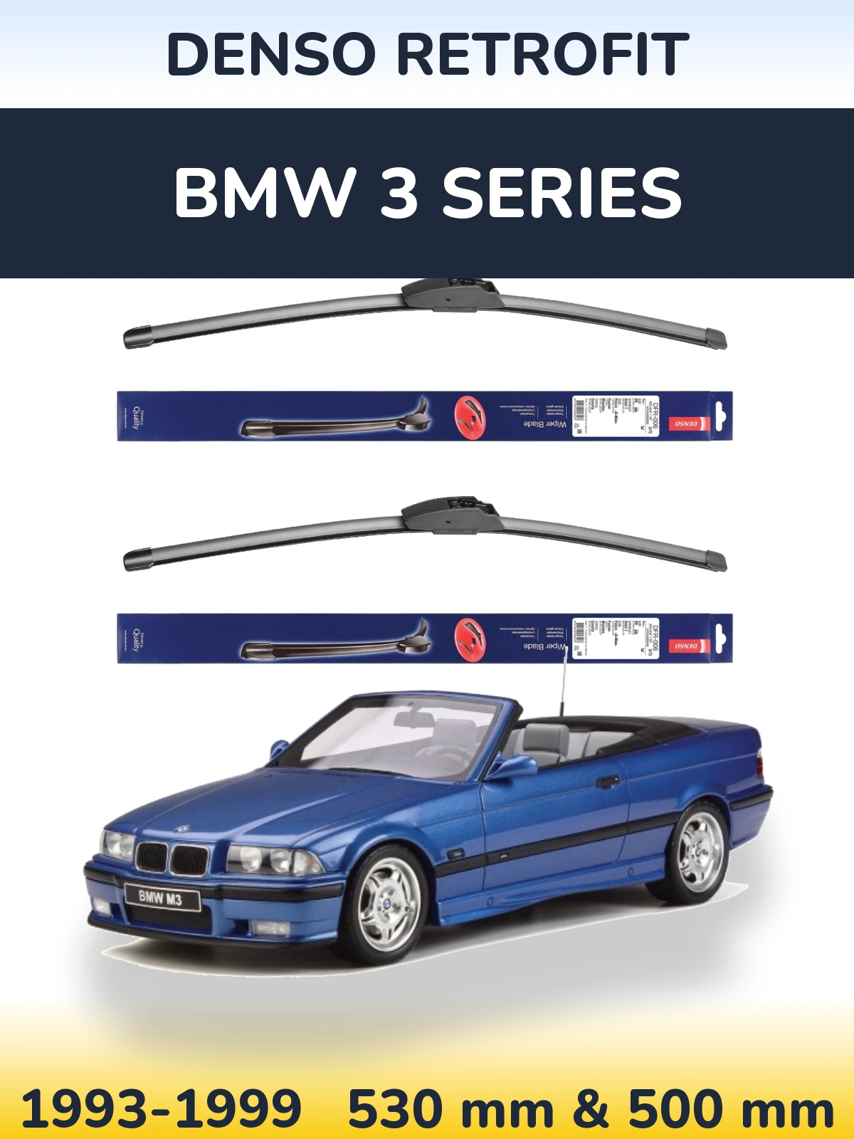 Комплект передних дворников Denso Retrofit 530 & 500 мм для BMW 3 Series 1993-1999