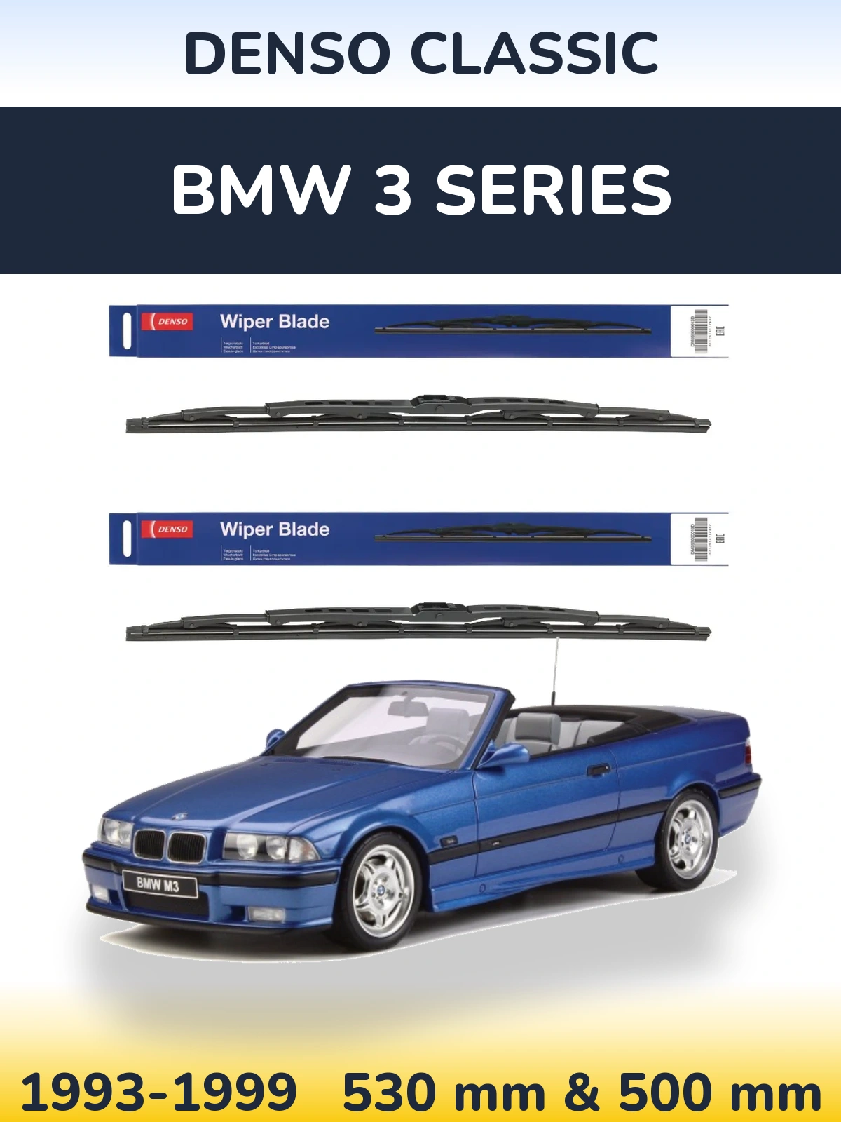 Комплект передних дворников Denso Classic 530 & 500 мм для BMW 3 Series 1993-1999