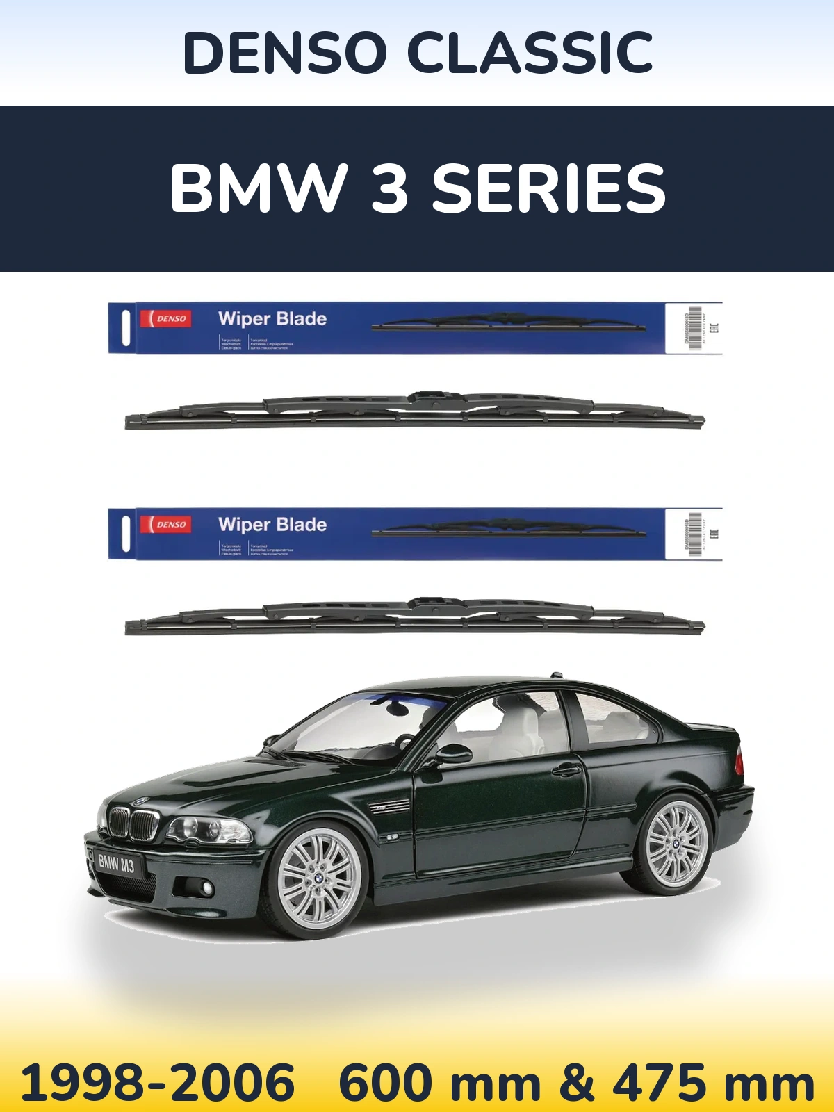 Komplet przednich wycieraczek Denso Classic 600 & 475 mm do BMW Seria 3 1998-2006