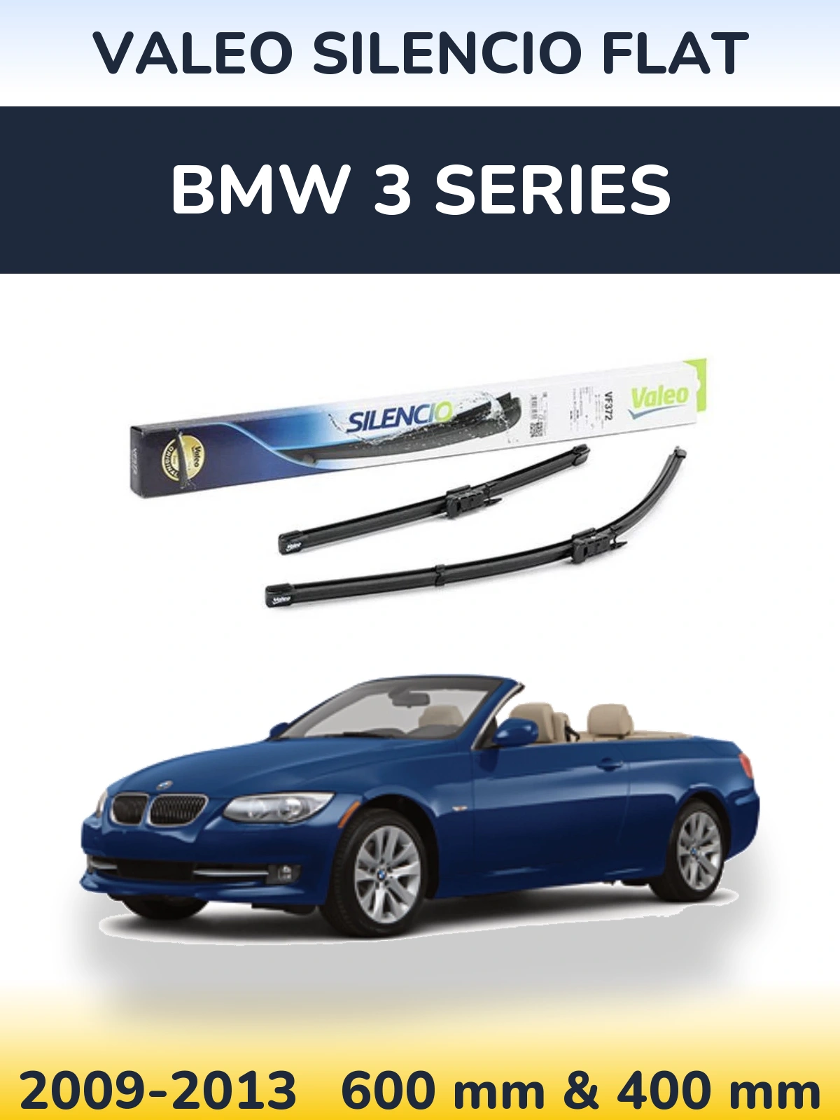 Komplet przednich wycieraczek Valeo Silencio Flat 600 & 400 mm do BMW Seria 3 2009-2013