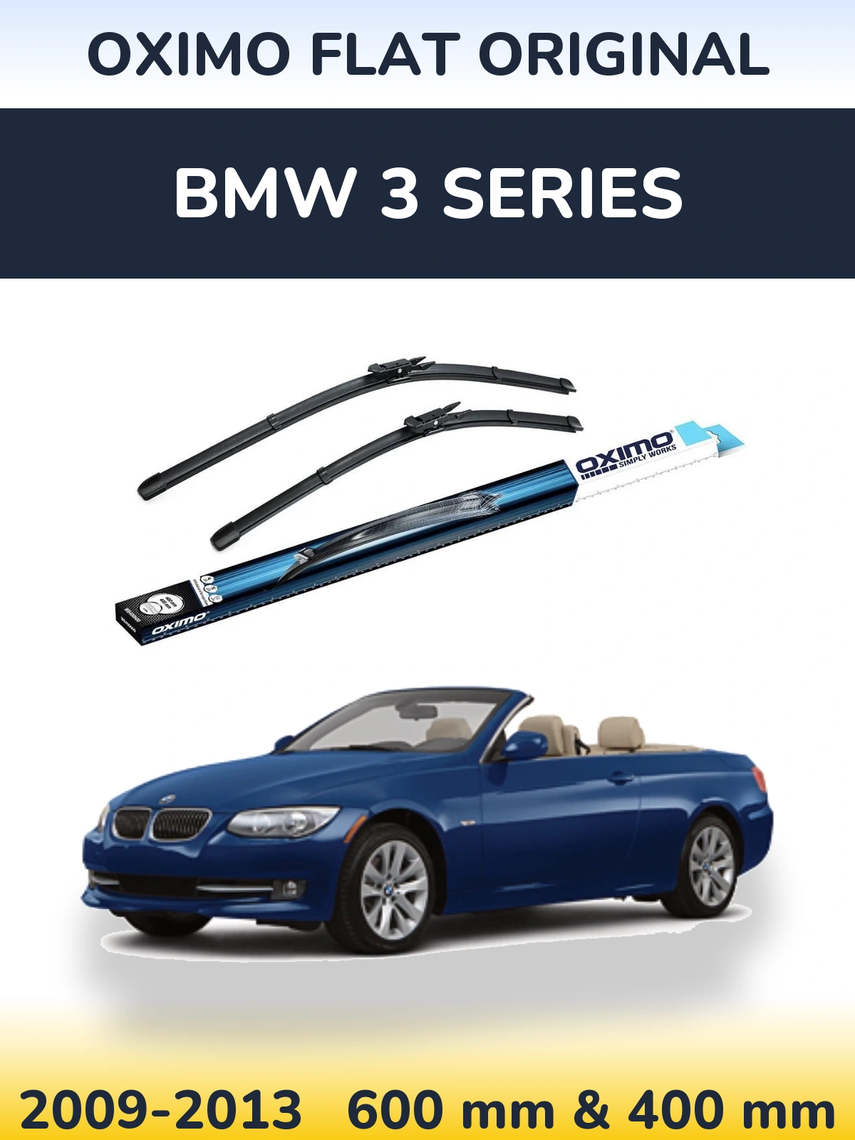 Front wiper blade set Oximo Flat Original 600 & 400 mm for BMW 3 Series 2009-2013