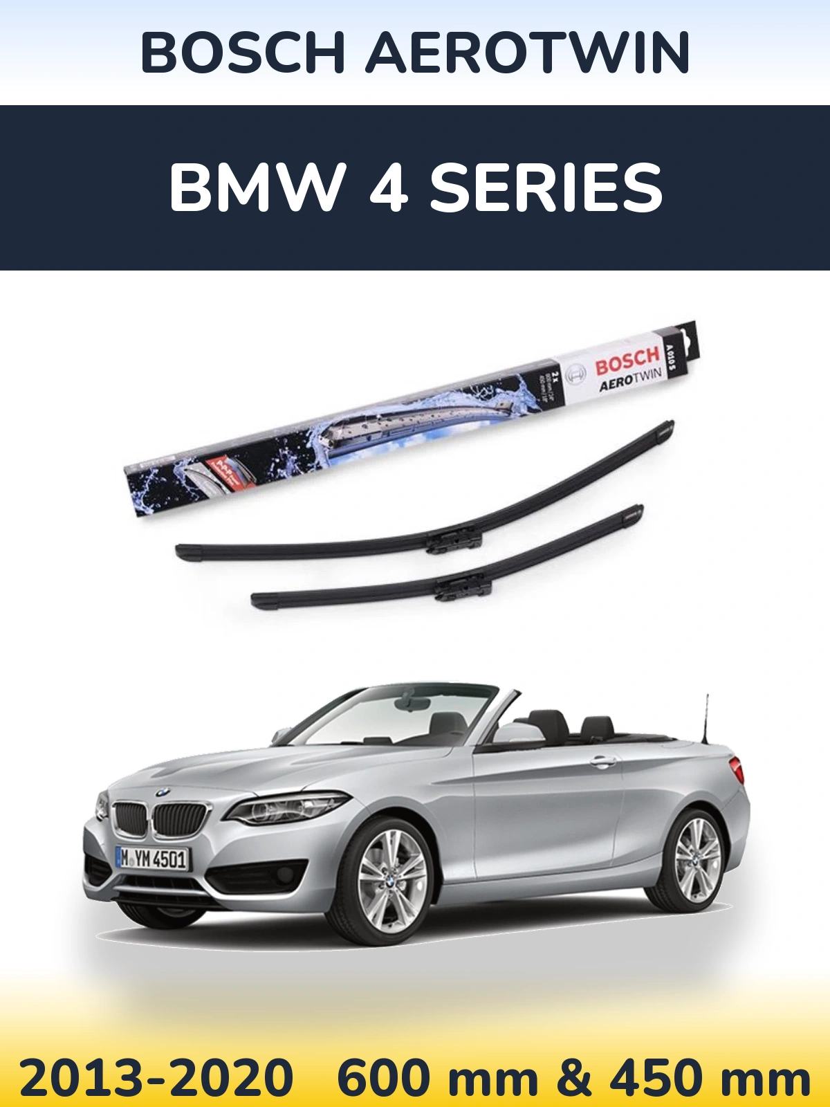 Комплект передних дворников BOSCH AeroTwin 600 & 450 мм для BMW 4 Series 2013-2020