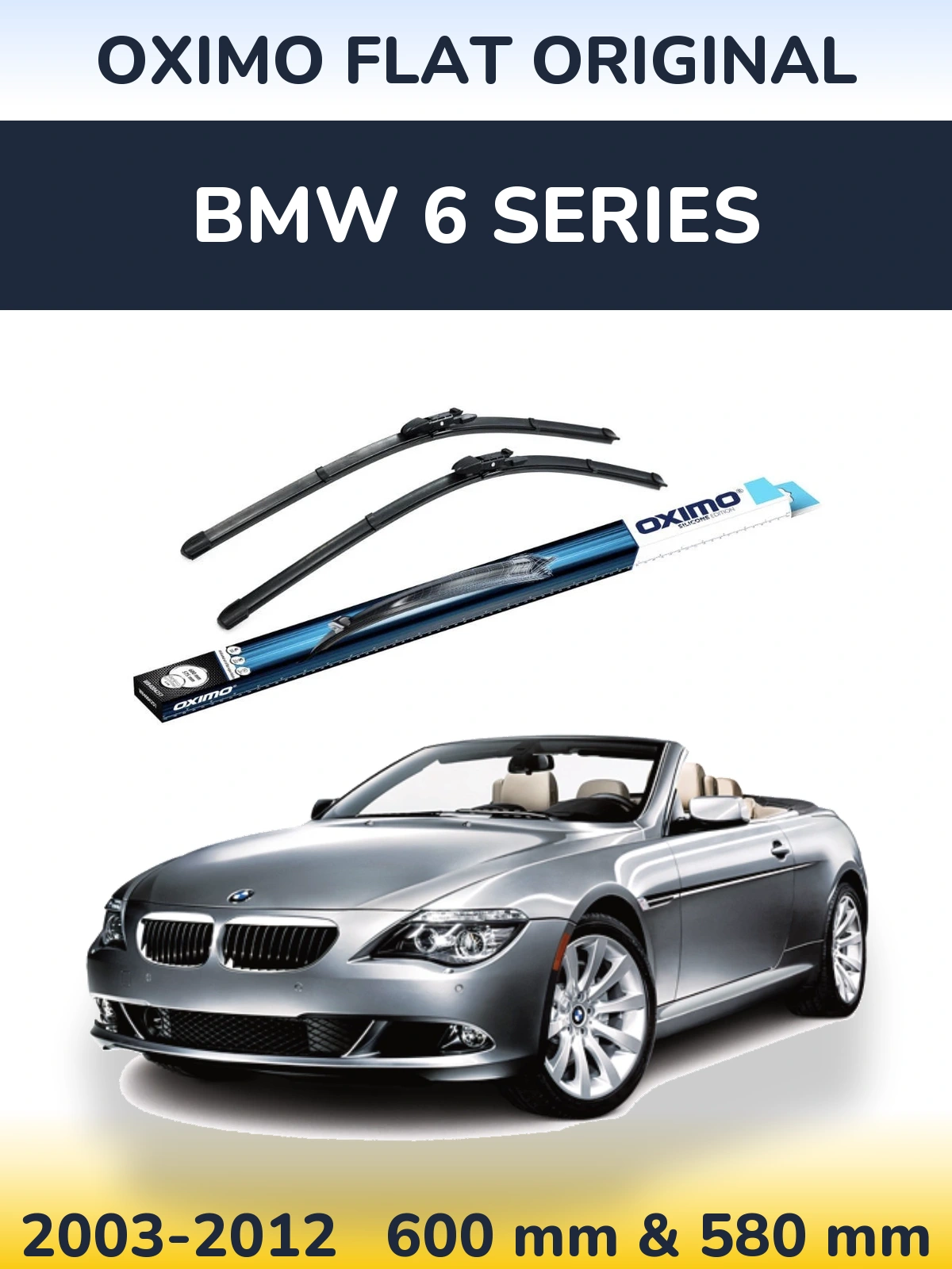 Front wiper blade set Oximo Flat Original 600 & 580 мм for BMW 6 Series 2003-2012