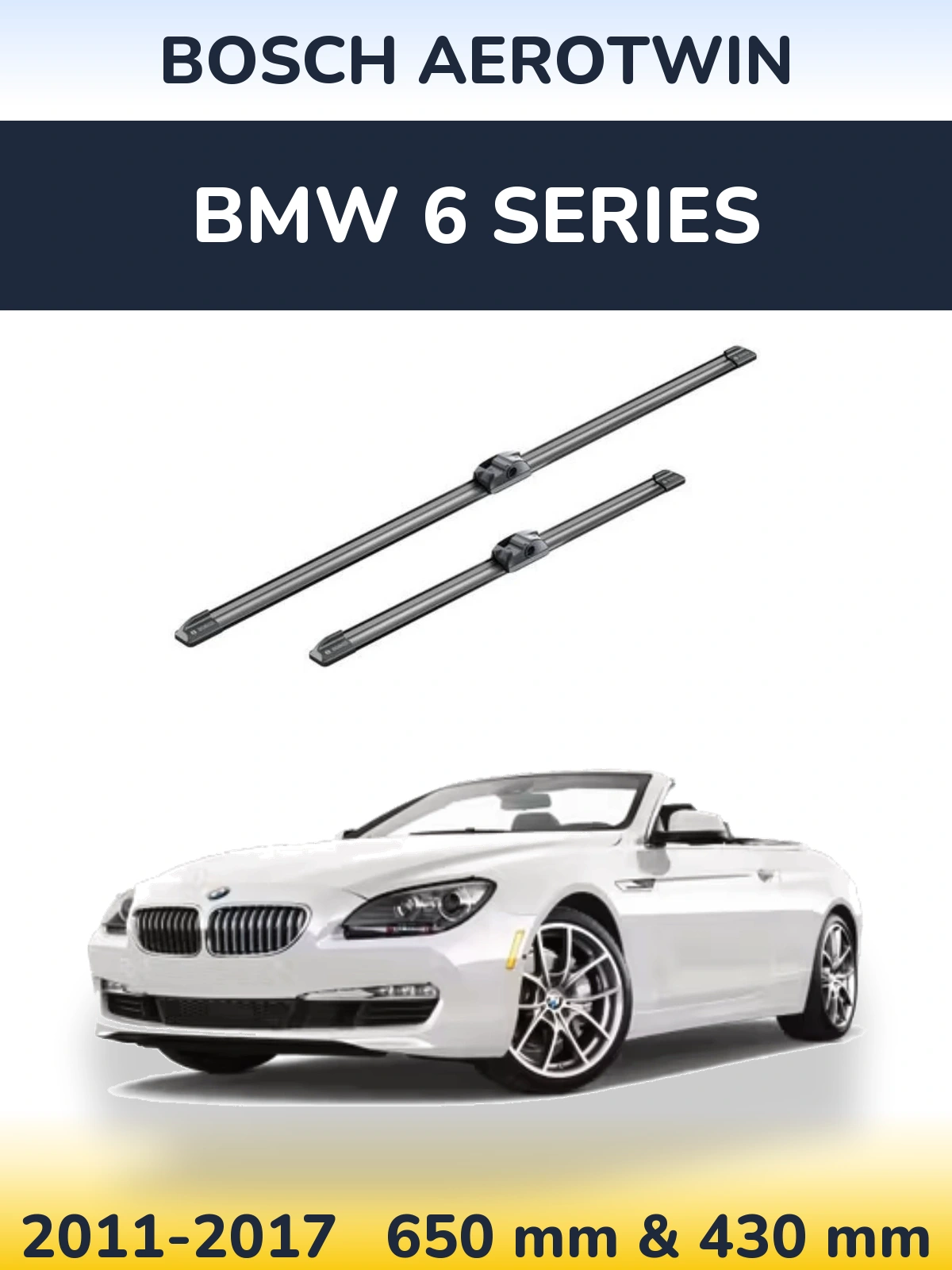 Komplet przednich wycieraczek BOSCH AeroTwin 650 & 430 mm do BMW Seria 6 2011-2017
