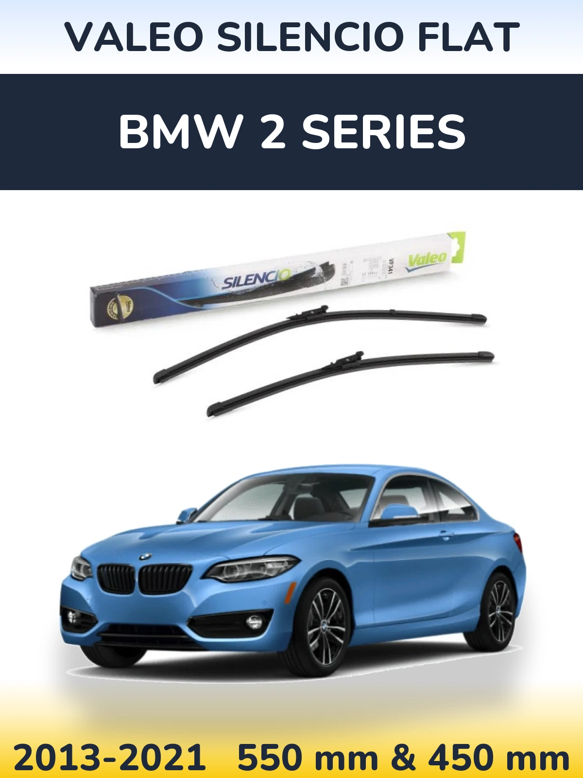 Komplet przednich wycieraczek Valeo Silencio Flat 550 & 450 mm do BMW Seria 2 2013-2021