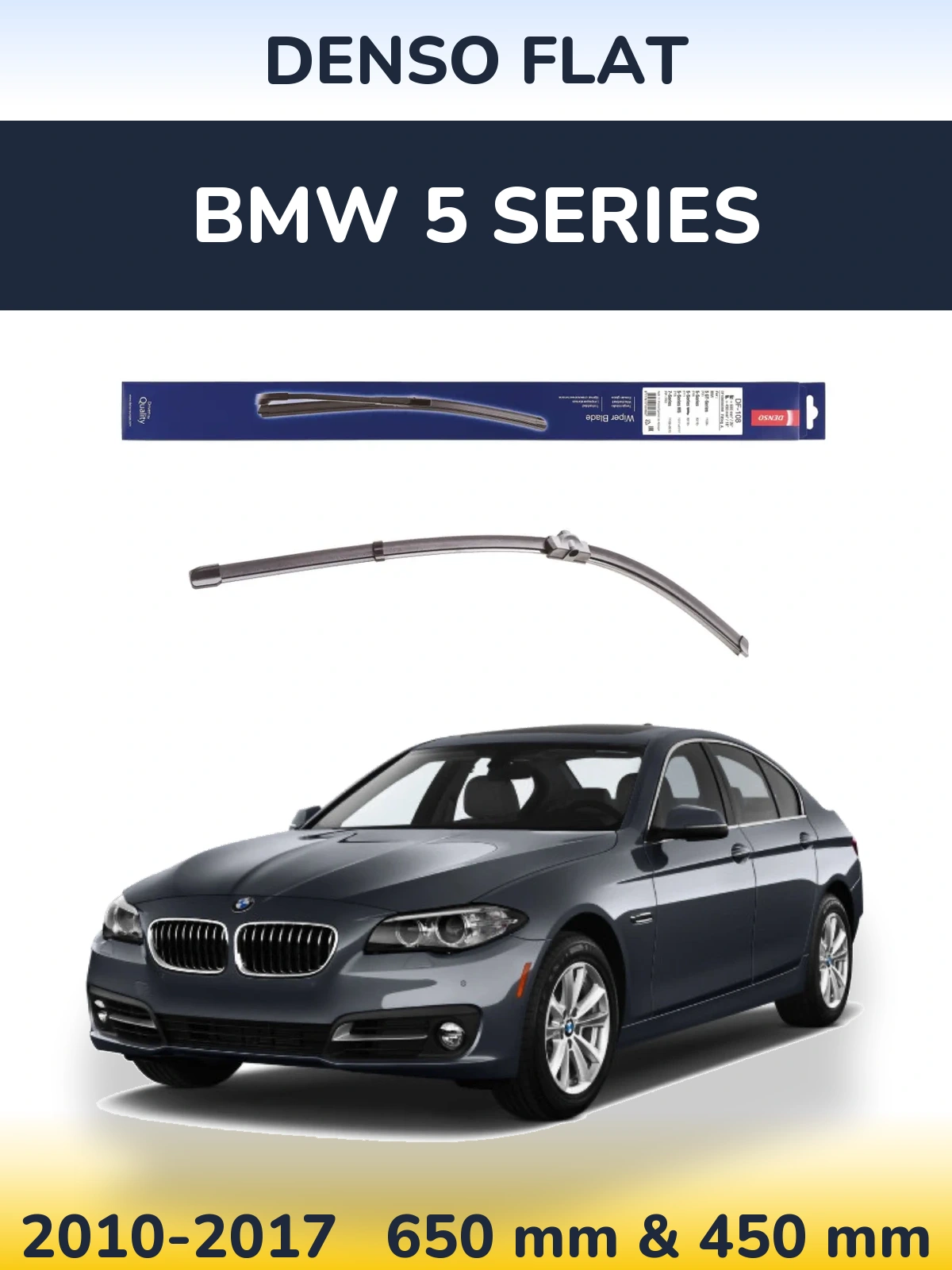 Front wiper blade set Denso Flat 650 & 450 mm for BMW 5 Series 2010-2017
