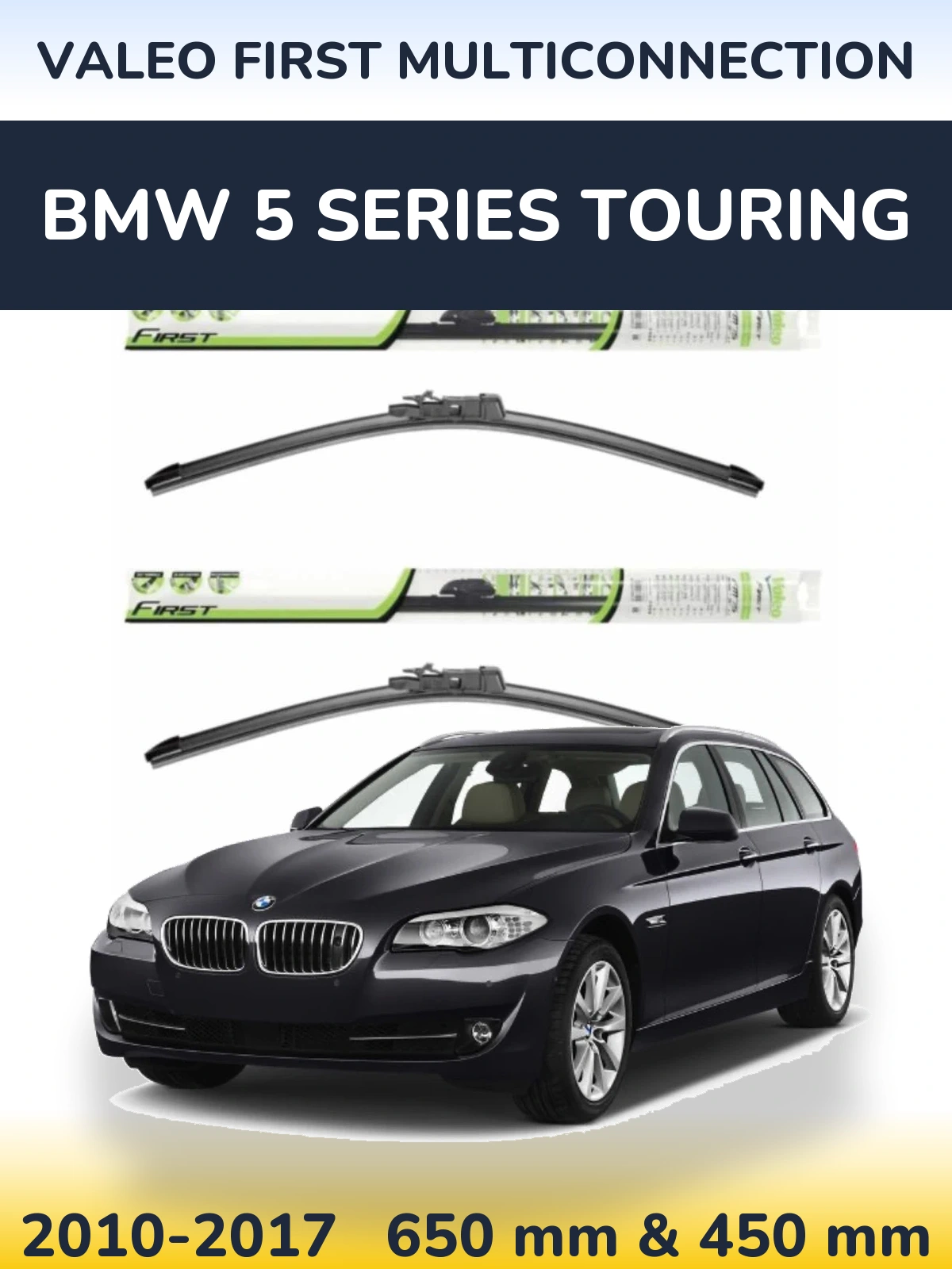 Front wiper blade set Valeo First MultiConnection 650 & 450 мм for BMW 5 Series Touring 2010-2017