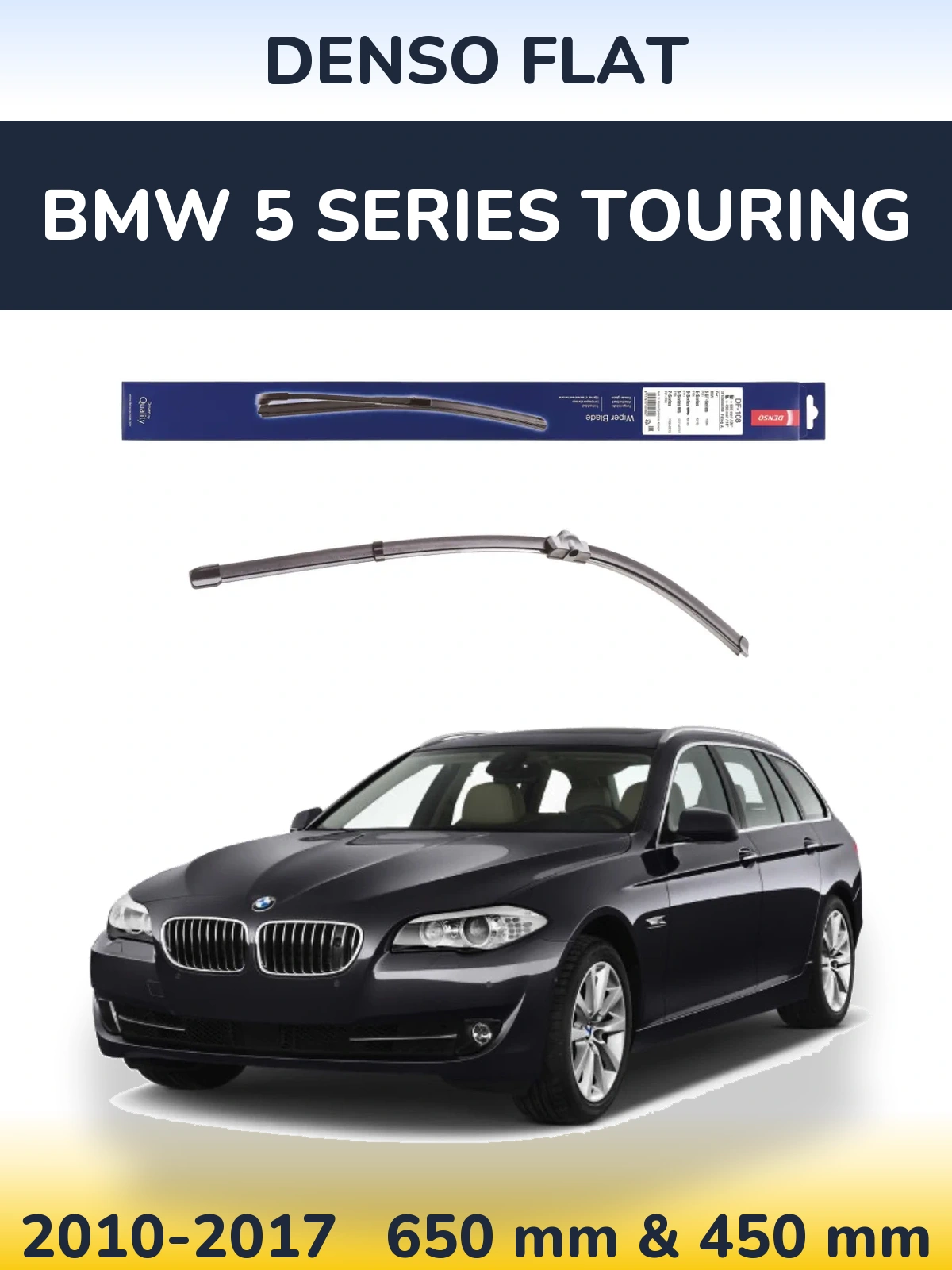 Front wiper blade set Denso Flat 650 & 450 мм for BMW 5 Series Touring 2010-2017