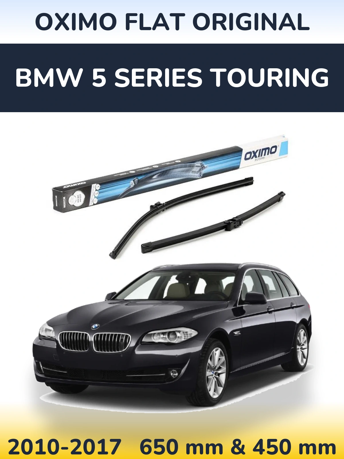 Front wiper blade set Oximo Flat Original 650 & 450 мм for BMW 5 Series Touring 2010-2017