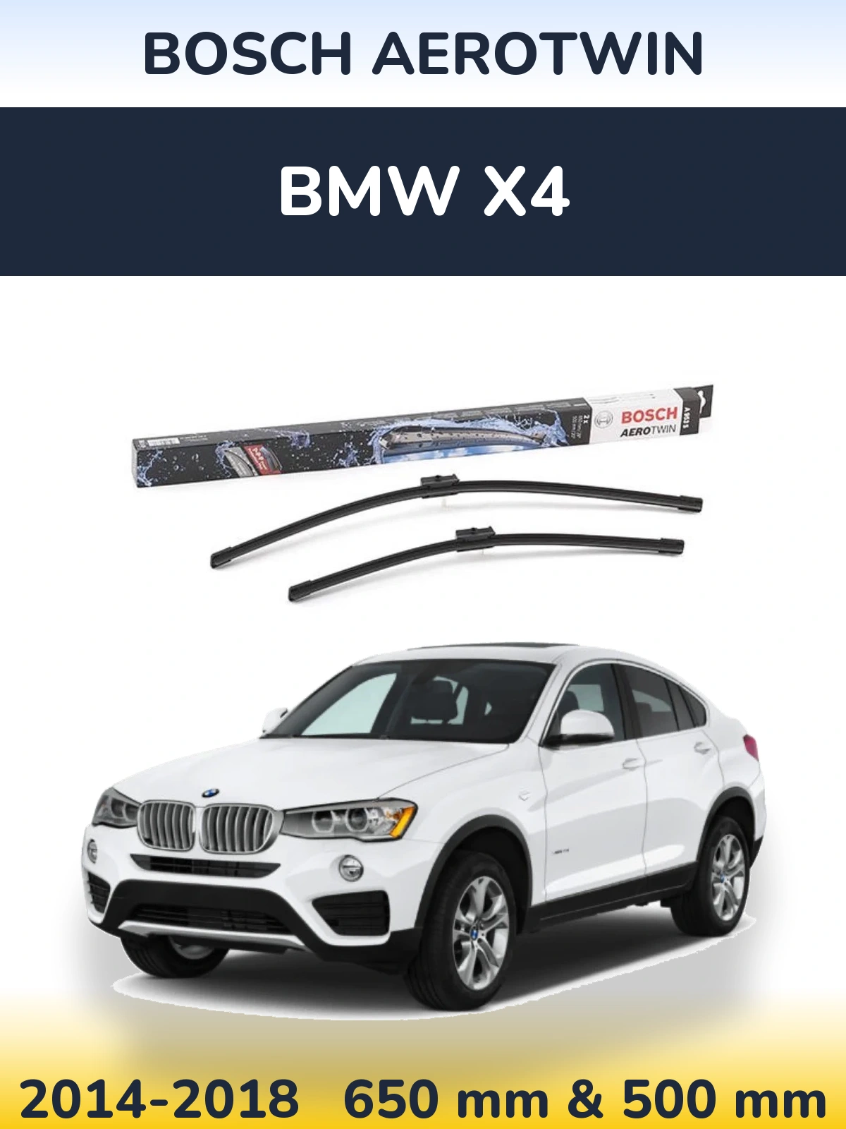 Komplet przednich wycieraczek BOSCH AeroTwin 650 & 500 mm do BMW X4 2014-2018