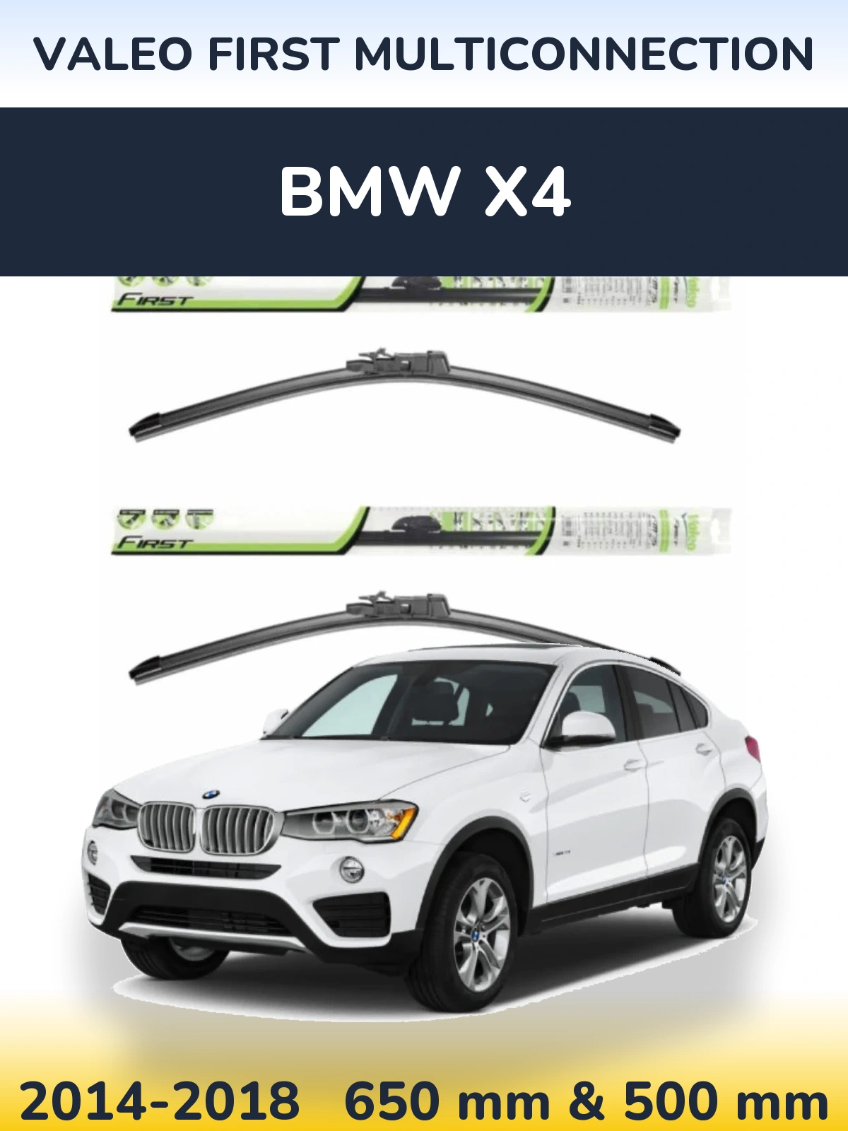 Komplet przednich wycieraczek Valeo First MultiConnection 650 & 500 mm do BMW X4 2014-2018
