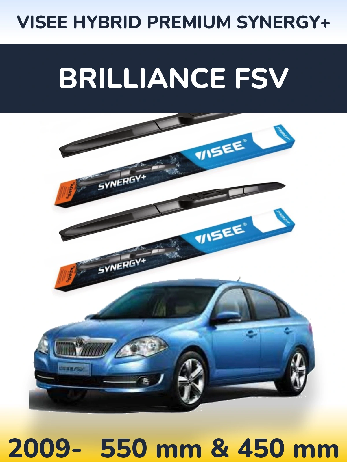 Front wiper blade set VISEE HYBRID PREMIUM SYNERGY+ 550 & 450 мм for Brilliance FSV 2009-2026