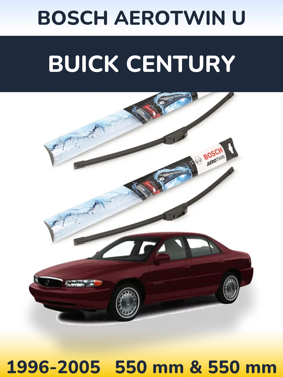 Комплект передних дворников BOSCH AeroTwin U 550 & 550 мм для Buick Century 1996-2005