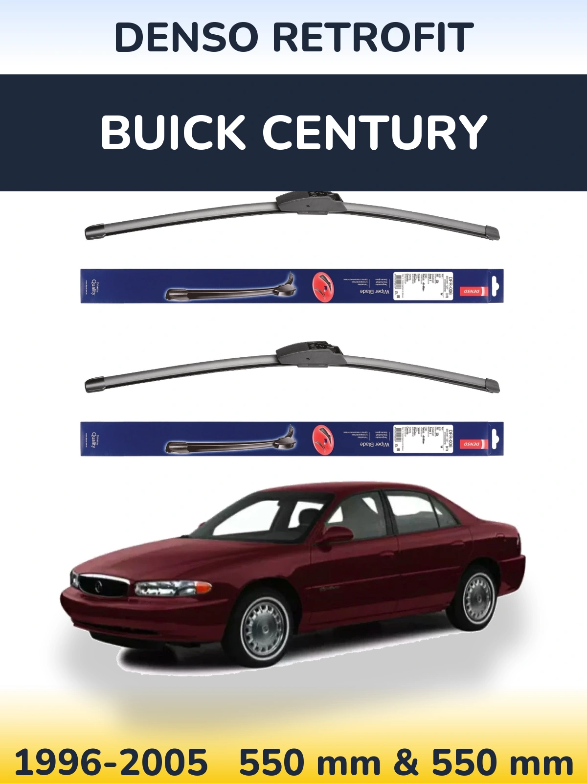 Front wiper blade set Denso Retrofit 550 & 550 мм for Buick Century 1996-2005