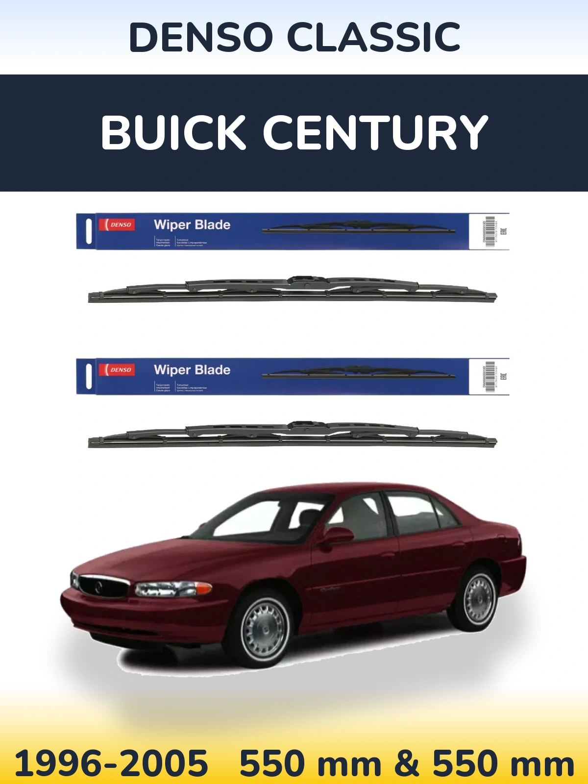 Komplet przednich wycieraczek Denso Classic 550 & 550 mm do Buick Century 1996-2005