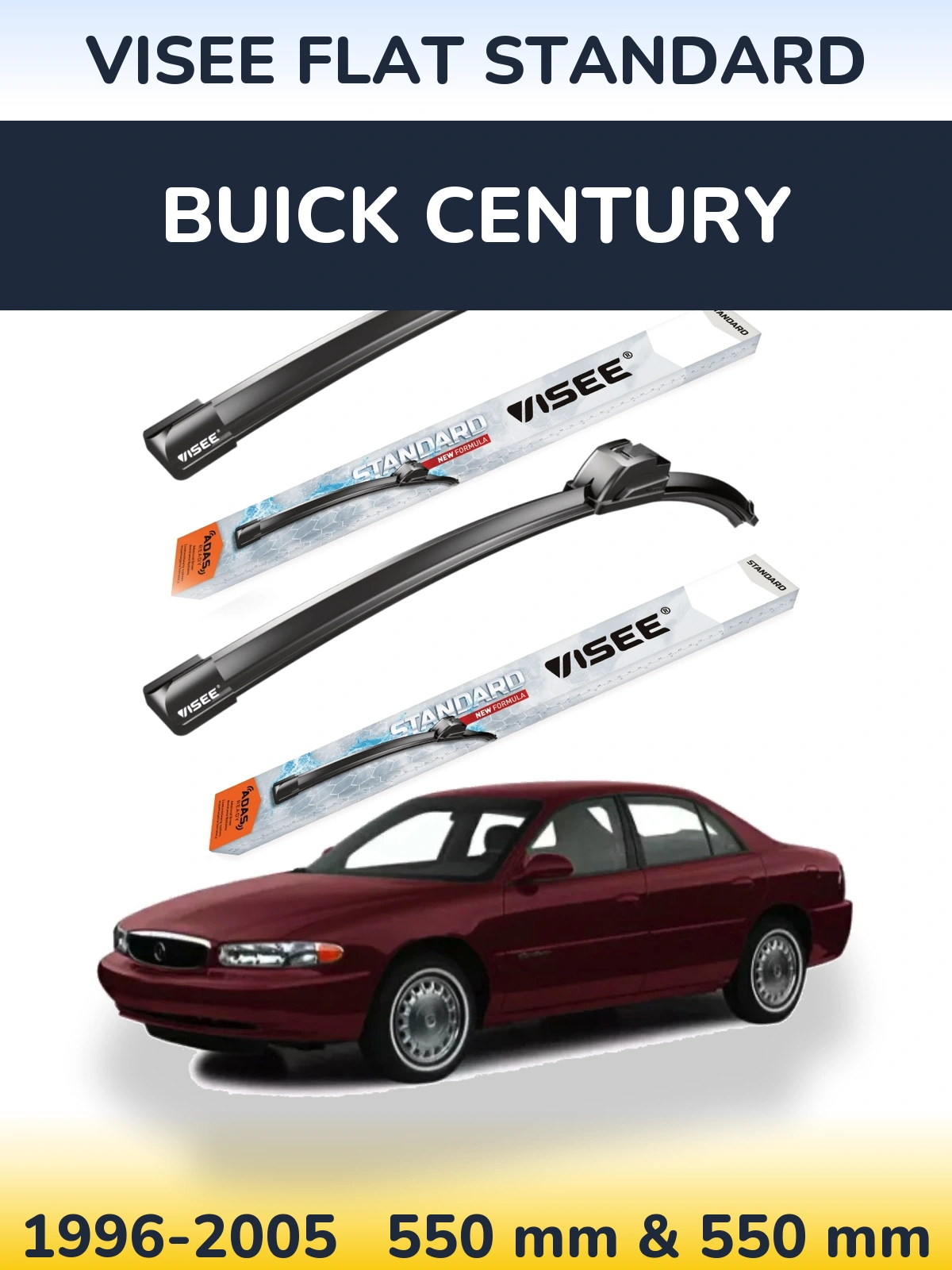 Front wiper blade set VISEE FLAT STANDARD 550 & 550 мм for Buick Century 1996-2005