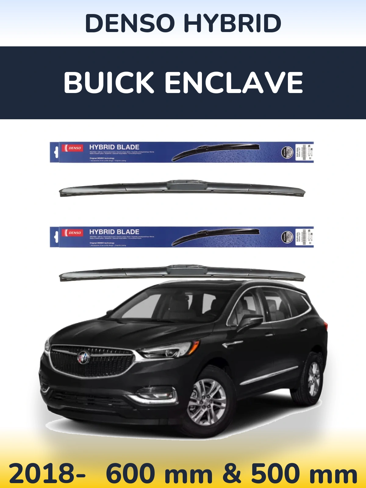 Komplet przednich wycieraczek Denso Hybrid 600 & 500 mm do Buick Enclave 2018-2026