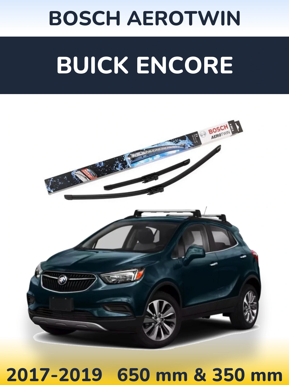 Комплект передніх щіток BOSCH AeroTwin 650 & 340 мм для Buick Encore 2017-2019