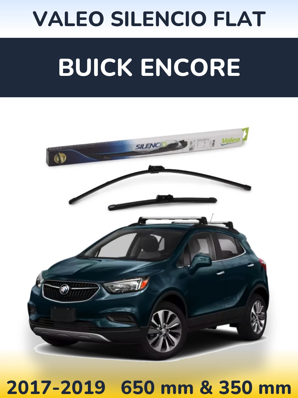 Front wiper blade set Valeo Silencio Flat 650 & 350 mm for Buick Encore 2017-2019