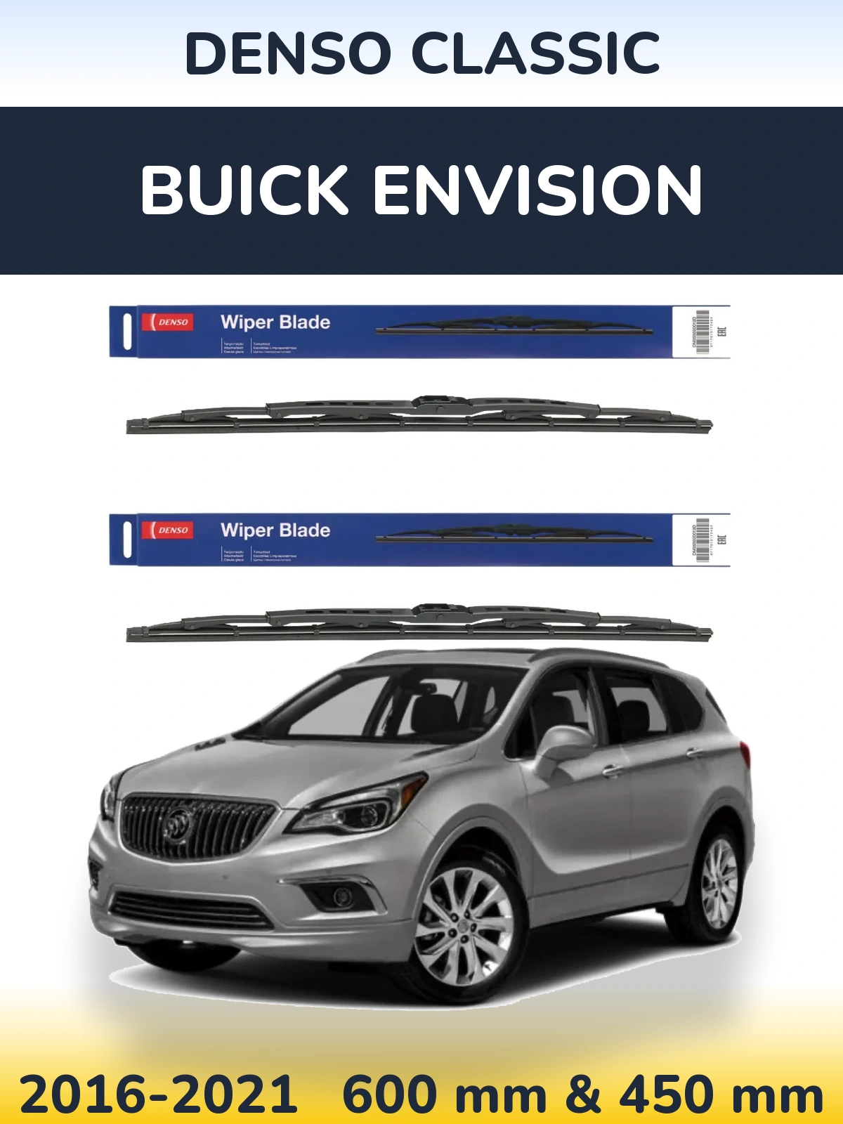 Komplet przednich wycieraczek Denso Classic 600 & 450 mm do Buick Envision 2016-2021