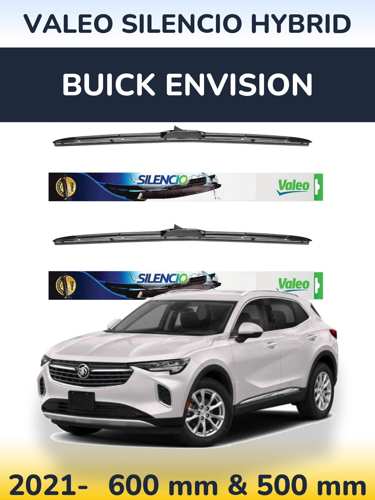 Комплект передних дворников Valeo Silencio Hybrid 600 & 500 мм для Buick Envision 2021-2026