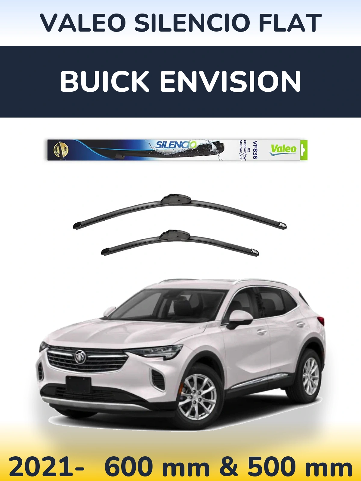 Комплект передних дворников Valeo Silencio Flat 600 & 500 мм для Buick Envision 2021-2026